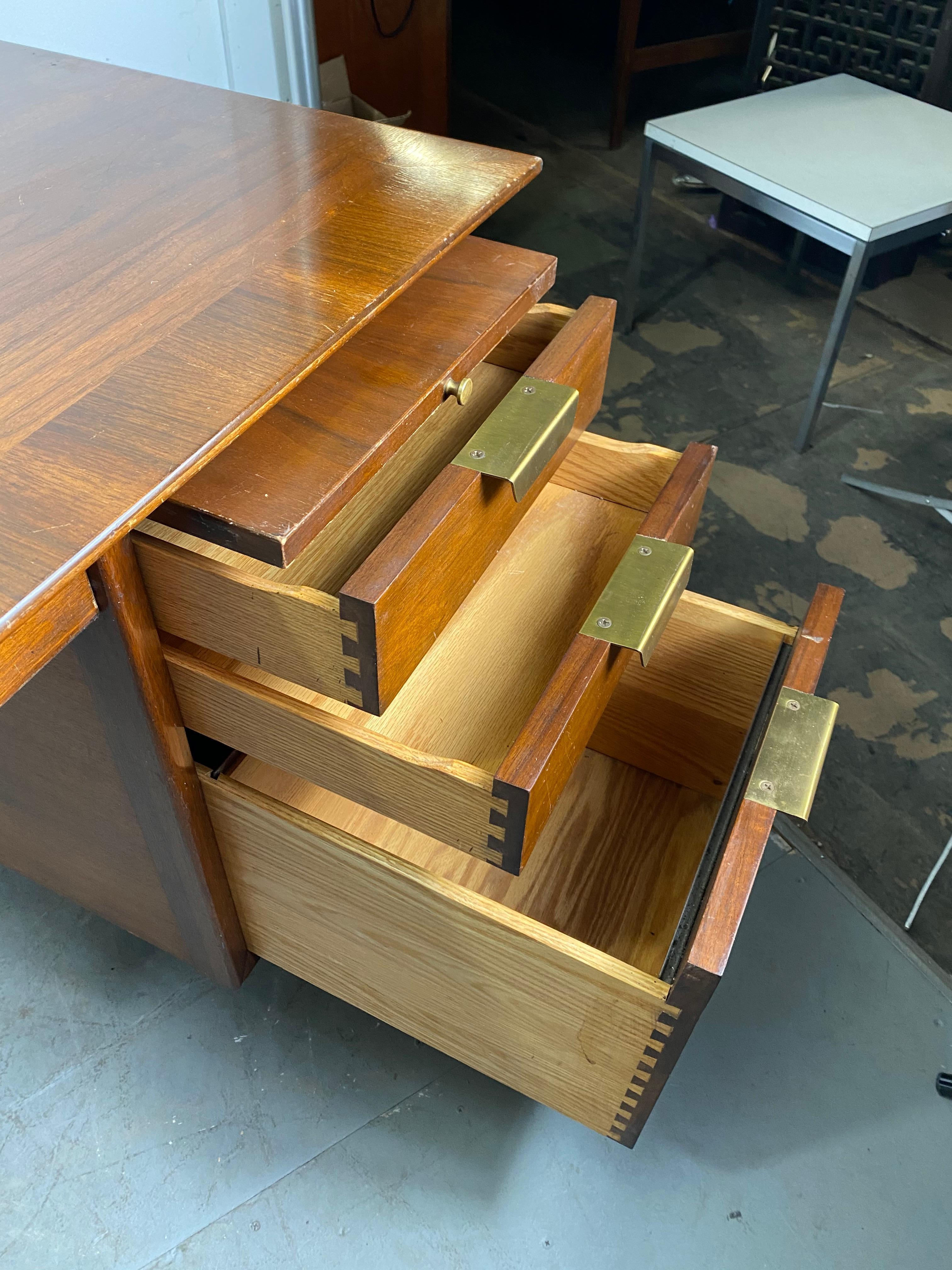 Mid-Century Modern Walnut Executive Boomerang Desk by William H. Sullivan for Standard Furniture
