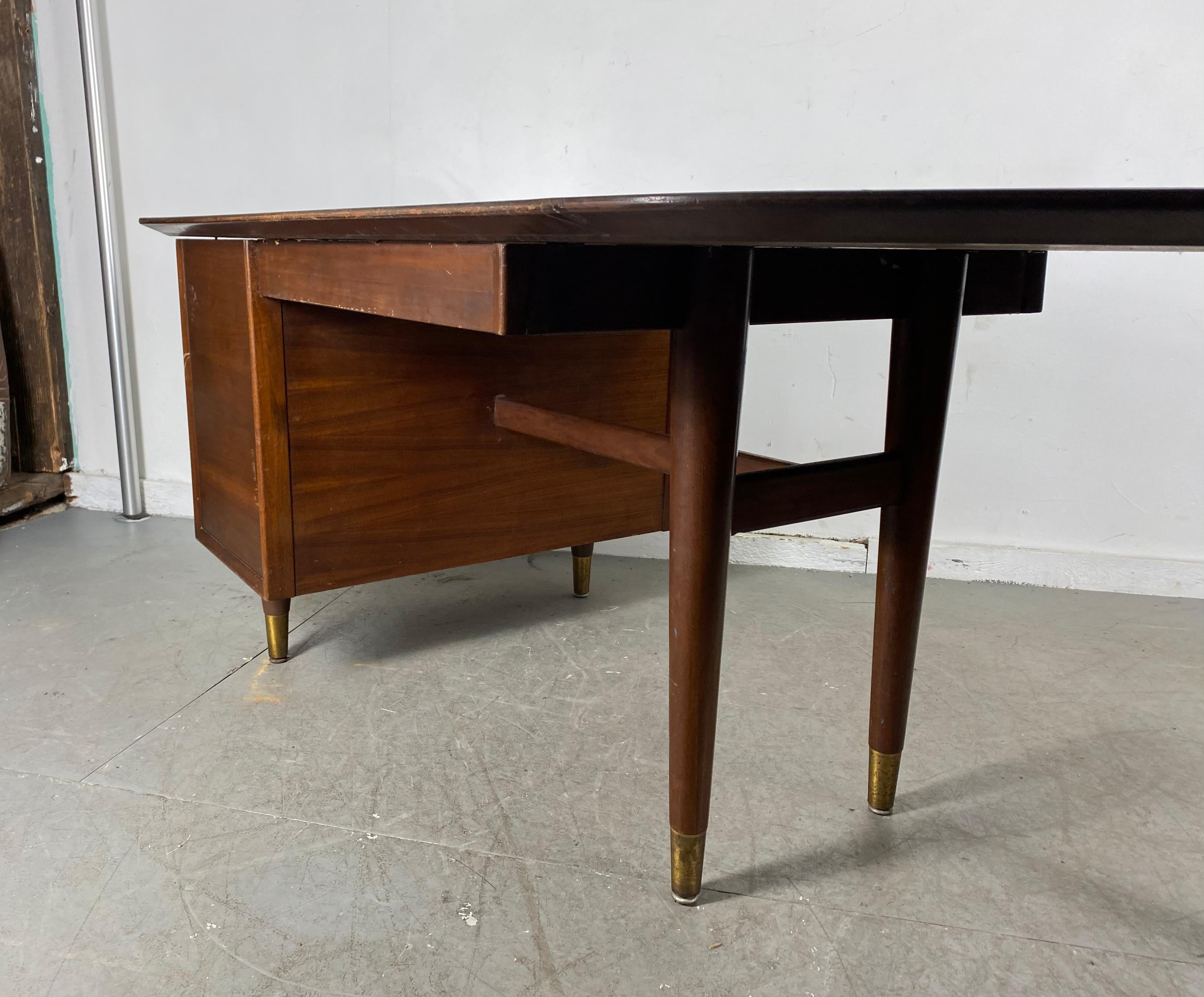 Mid-20th Century Walnut Executive Boomerang Desk by William H. Sullivan for Standard Furniture