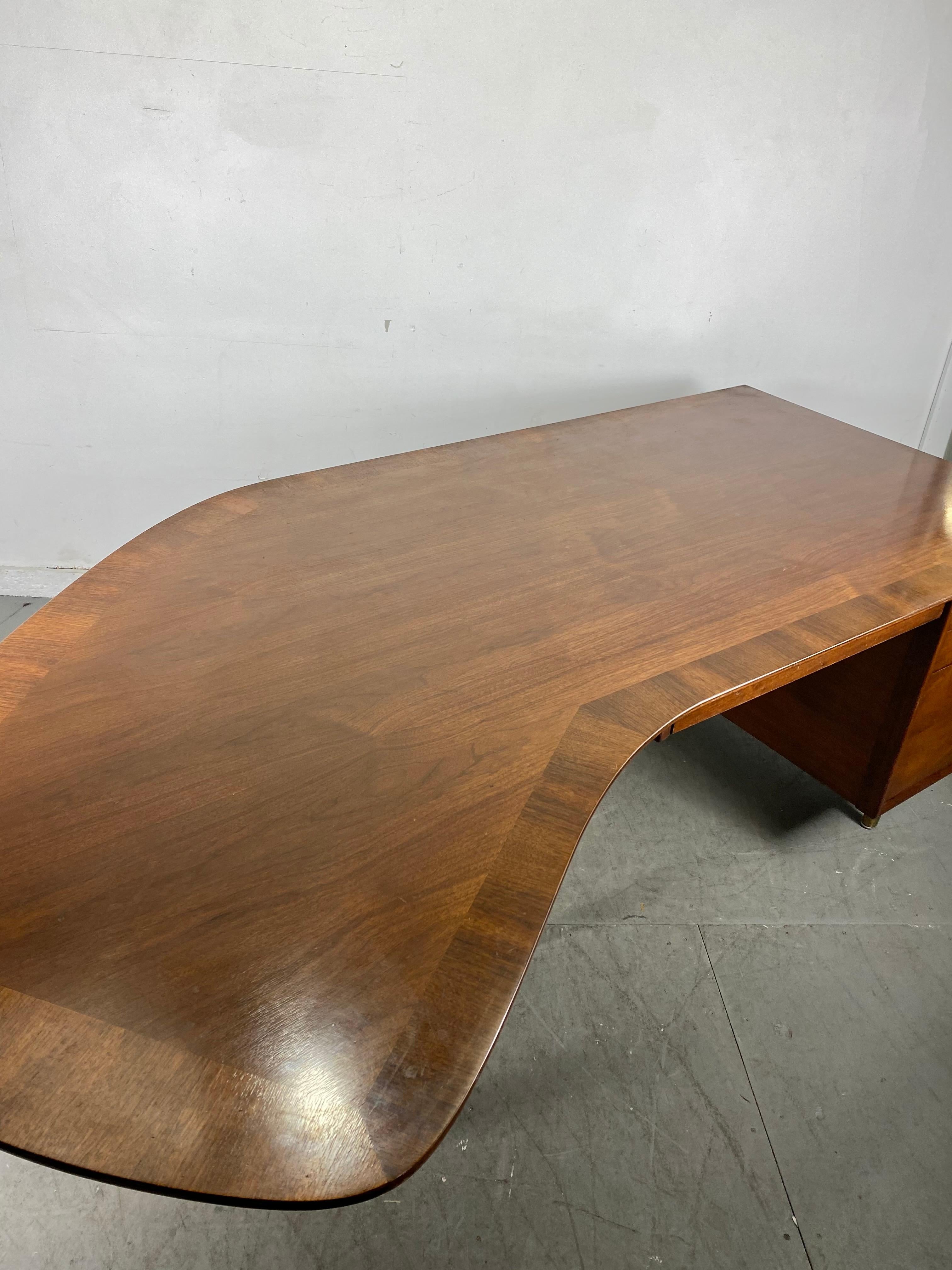 Walnut Executive Boomerang Desk by William H. Sullivan for Standard Furniture 1