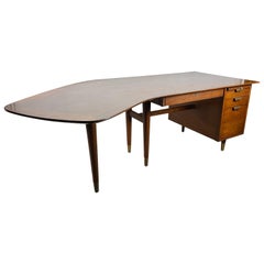 Walnut Executive Boomerang Desk by William H. Sullivan for Standard Furniture