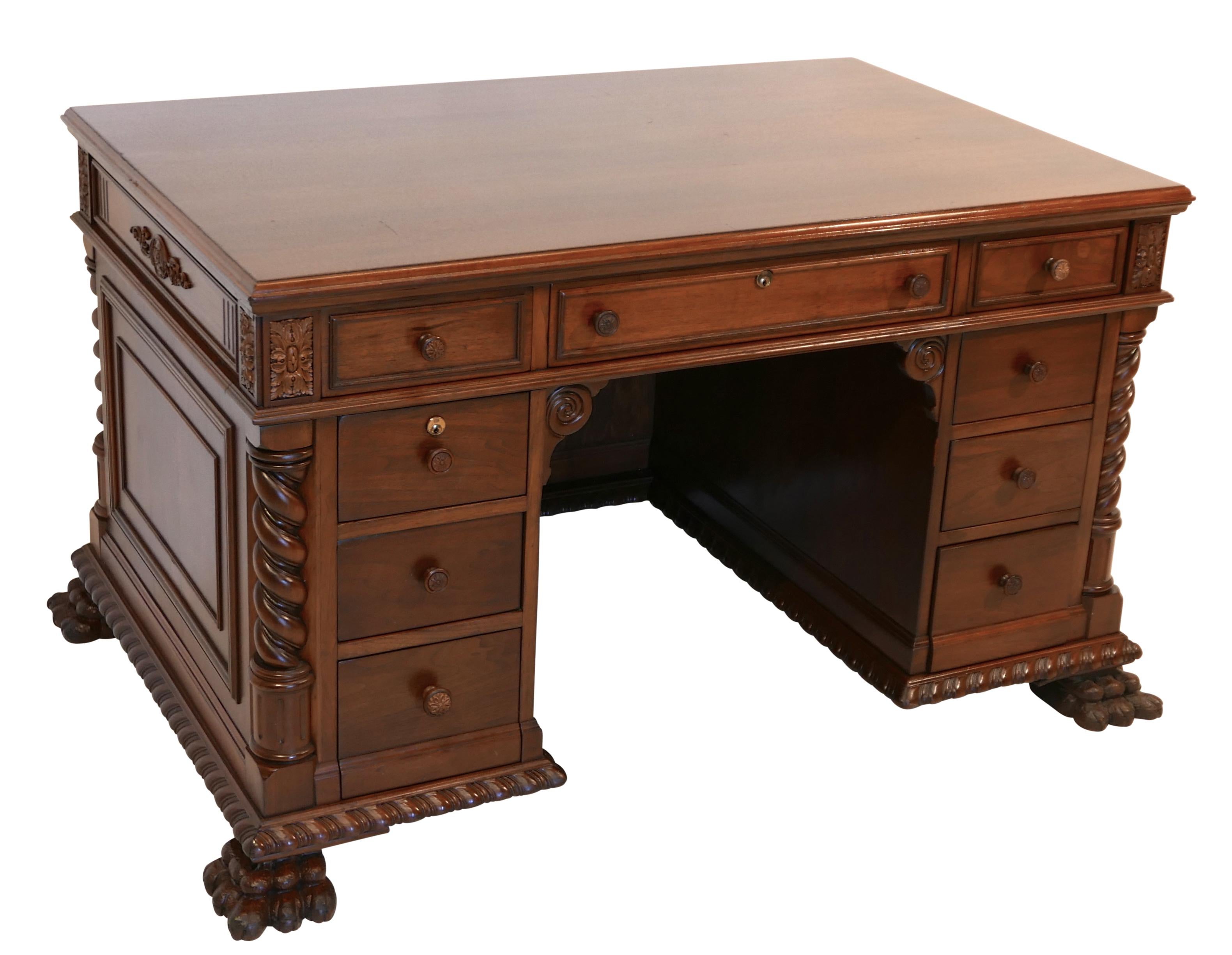 Walnut Executive Desk St. Francis Hotel San Francisco, Early to Mid-20th Century 1