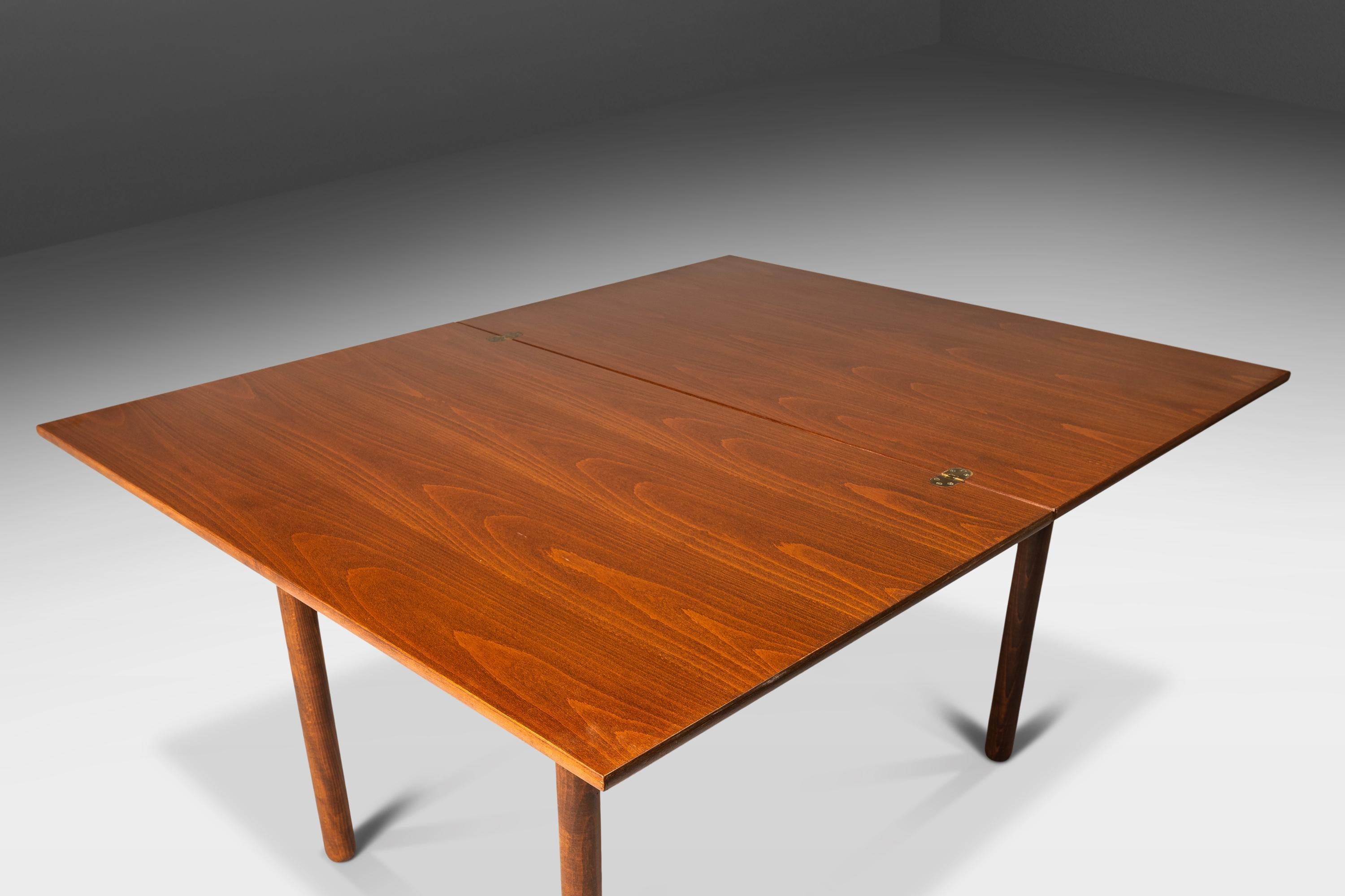 Brass Walnut Extension Flip-Flap Dining Table, Folke Ohlsson Style, USA, c. 1960's For Sale