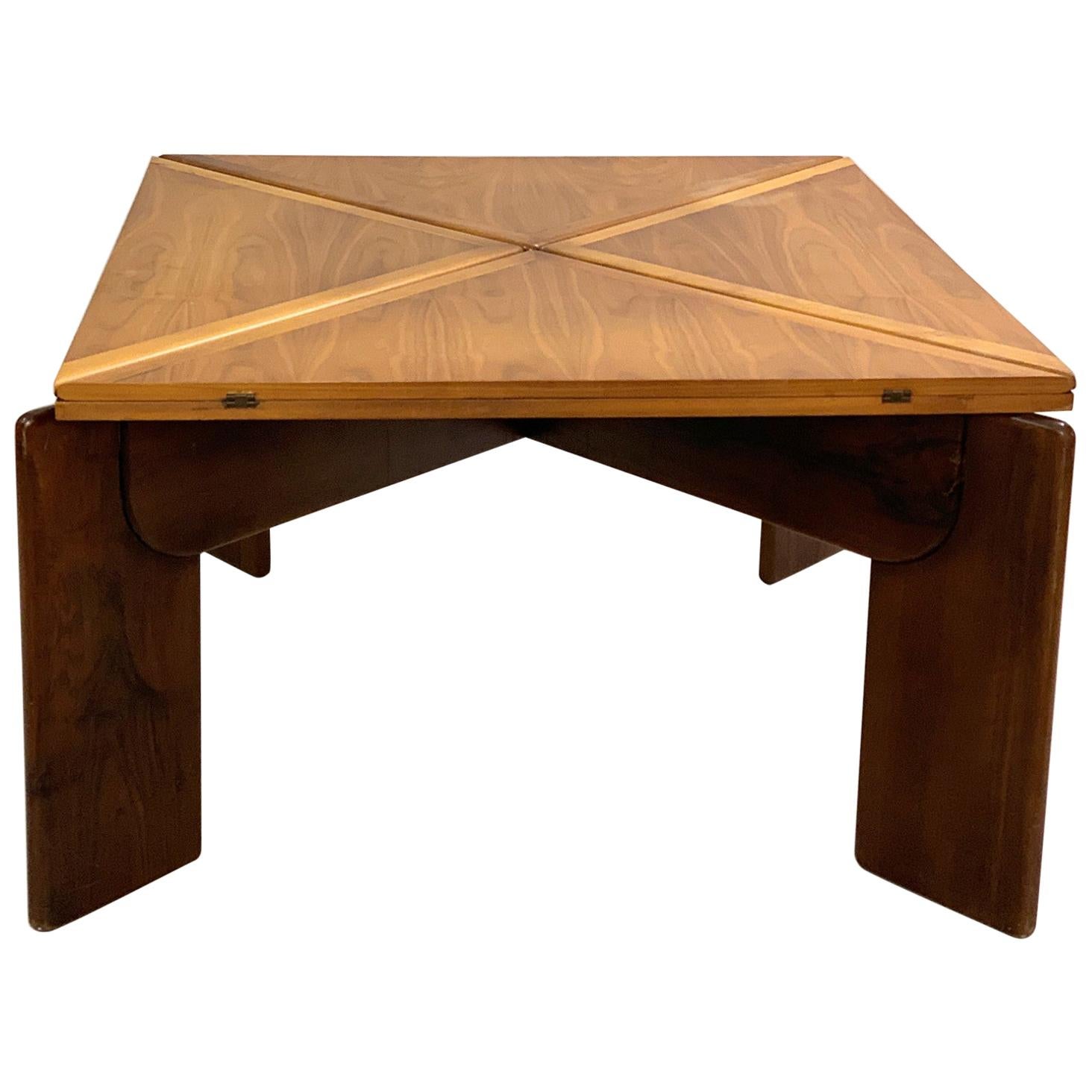 Walnut Extension Square Dinning Table by Silvio Coppola