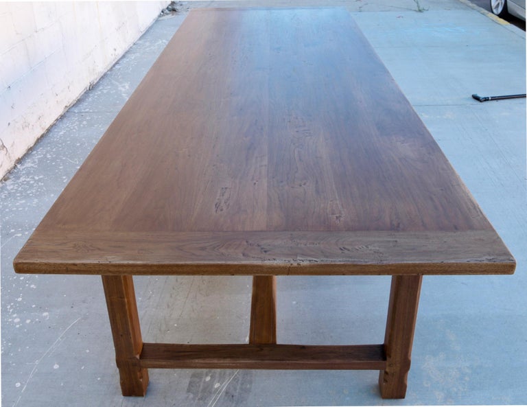 American Custom Walnut Farm Table Made to Order by Petersen Antiques For Sale
