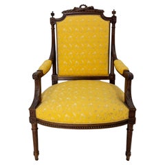 Walnut Fauteuil Louis XVI Revival Armchair French, Late 19th Century to Recover