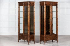 Walnut Faux Bamboo Glazed Display Cabinet