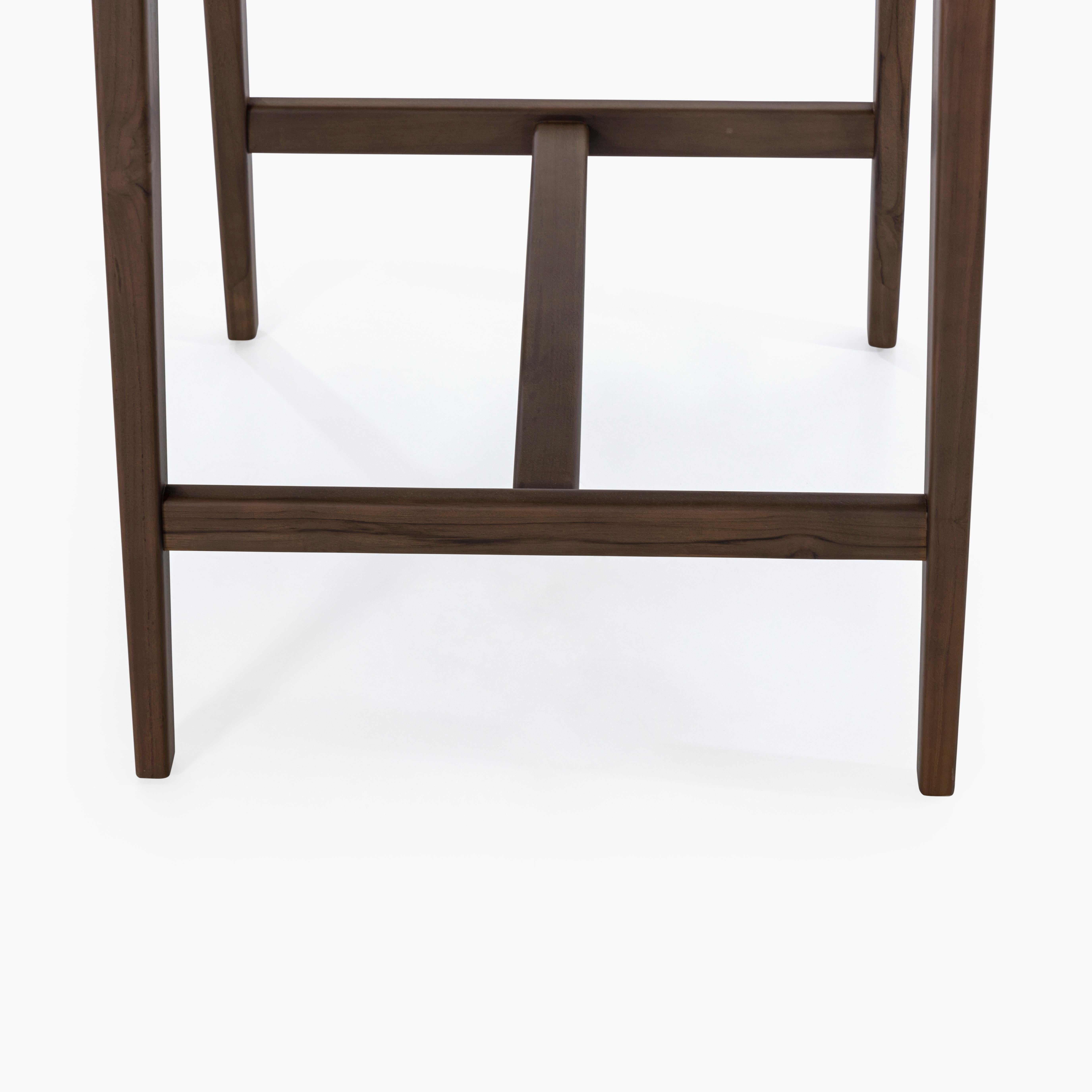 Walnut Finish Counter Stool with Cane Back and Upholstered Seat, Sotto Series In New Condition For Sale In Miami, FL