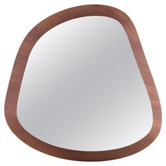 Walnut Finish Customizable Organic Wall Mirror, Sculptural Design – Pantê Line