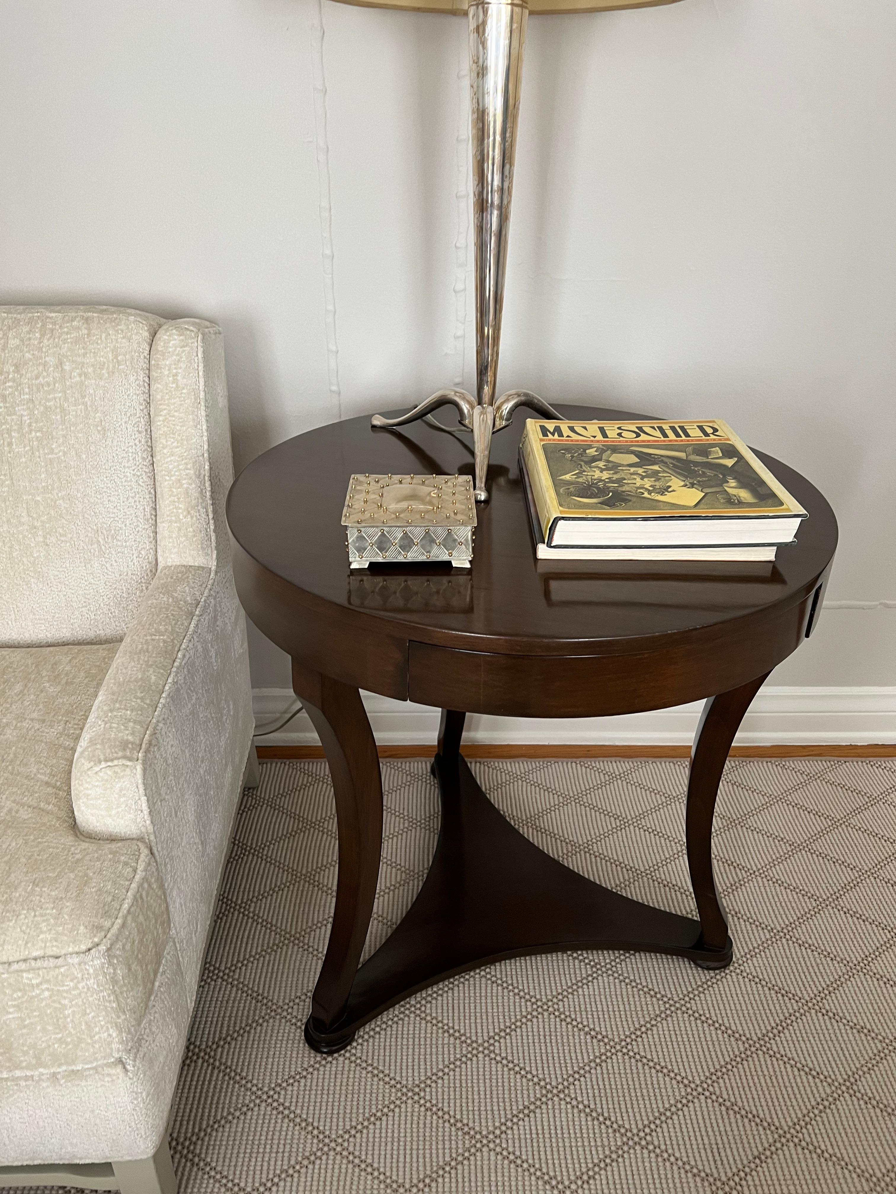 Walnut Finish Round Side Table in Walnut Finish with Drawer 3