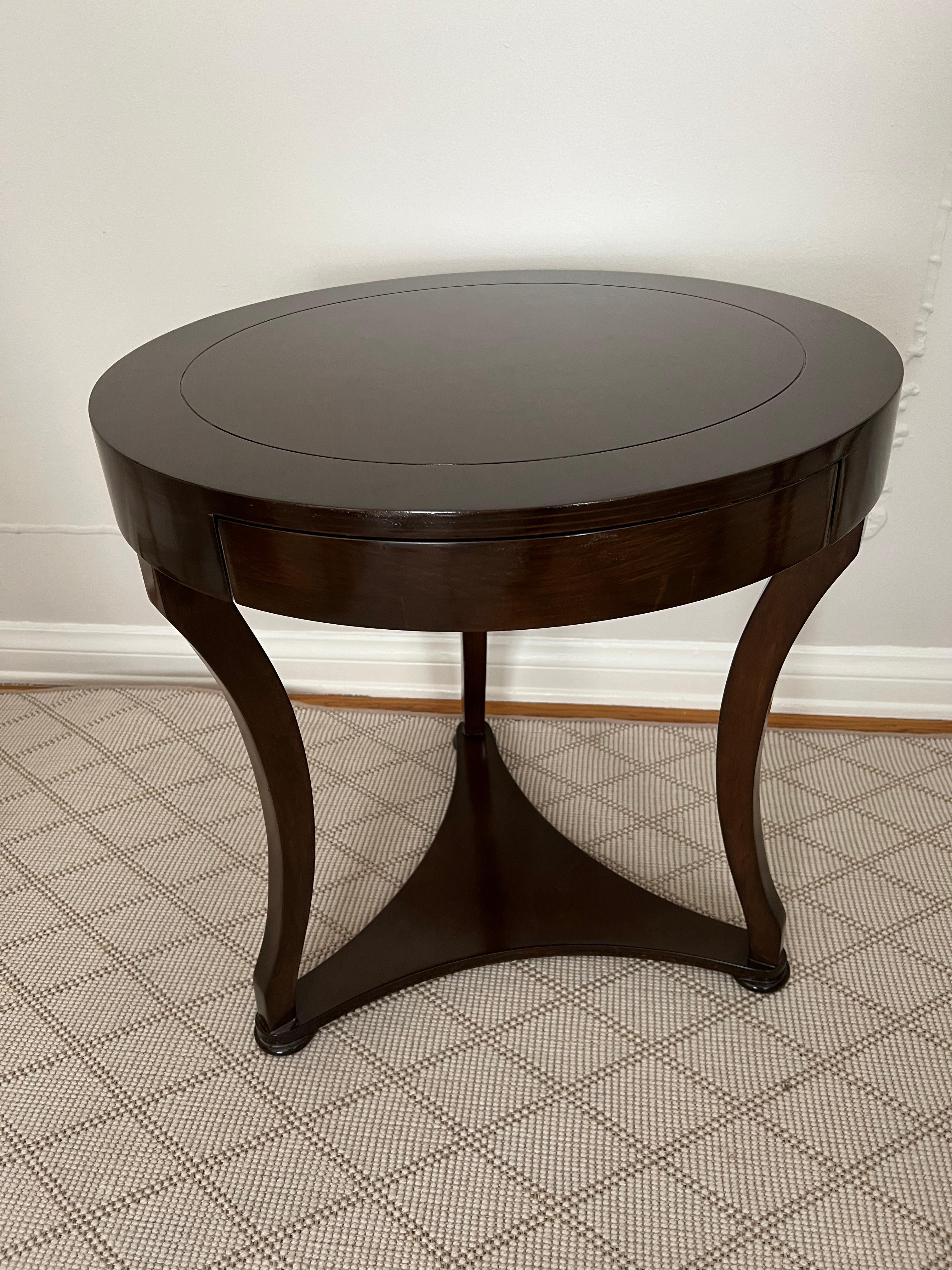 Walnut Finish Round Side Table in Walnut Finish with Drawer 4