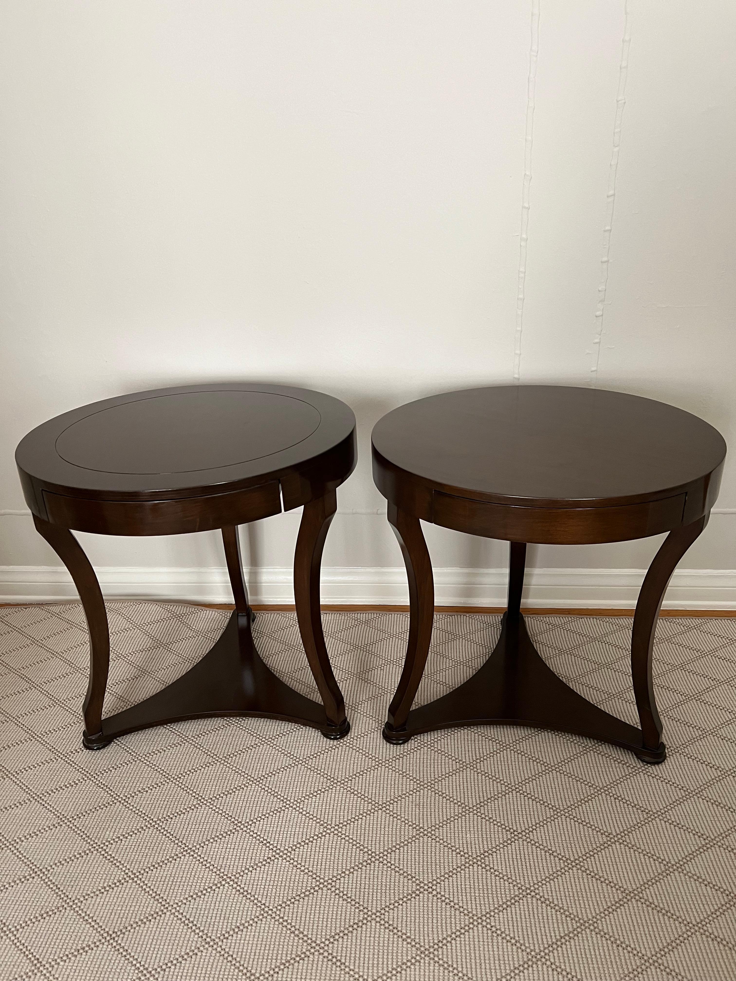 Walnut Finish Round Side Table in Walnut Finish with Drawer 6