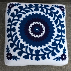 Walnut Finished and Upholstered Foot Stool
