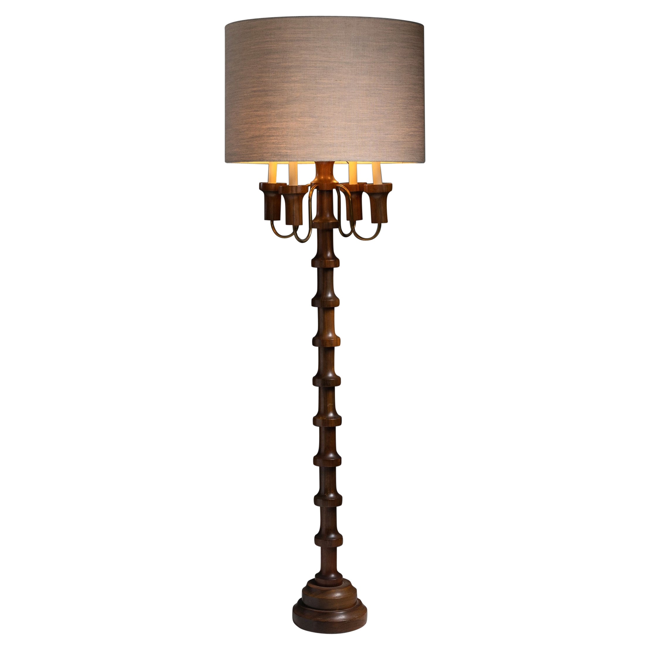 Walnut Floor Lamp, Spain, circa 1960