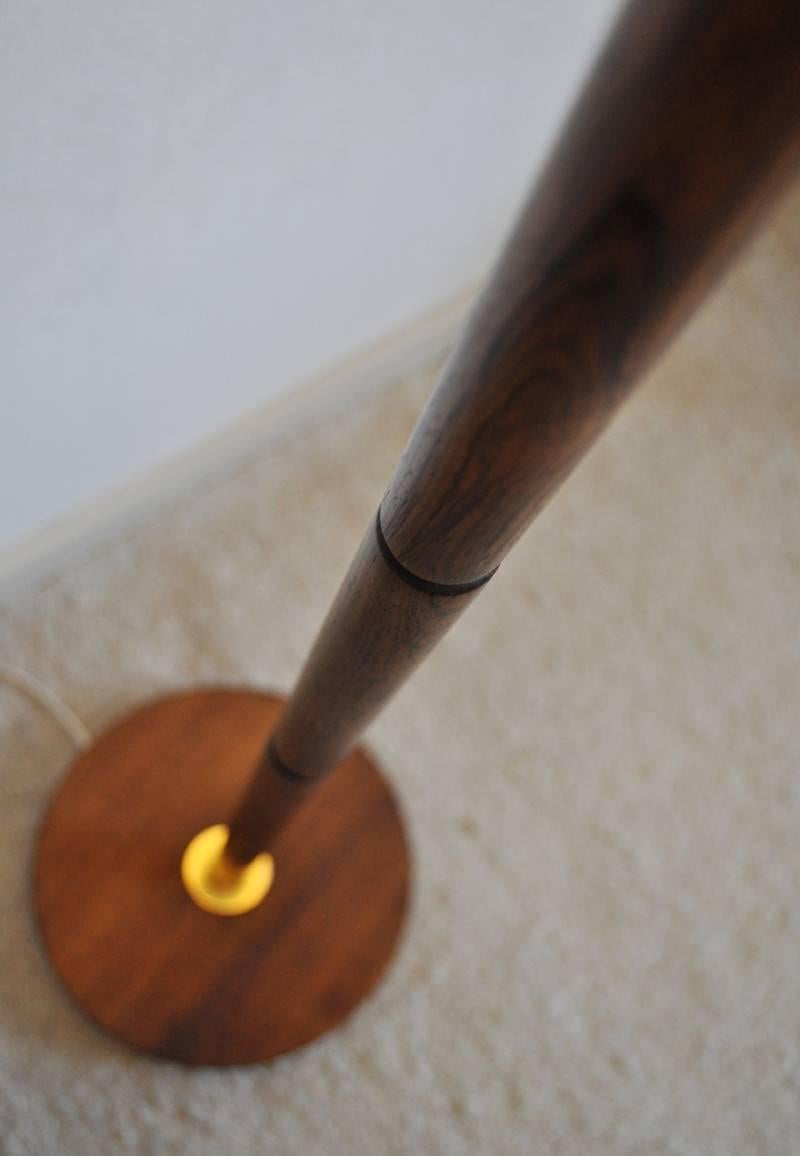 Mid-Century Modern Walnut Floor Lamp with Brass Details