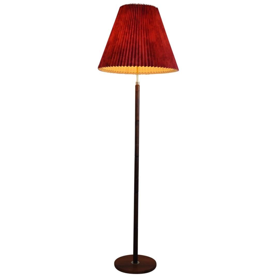 Walnut Floor Lamp with Brass Details