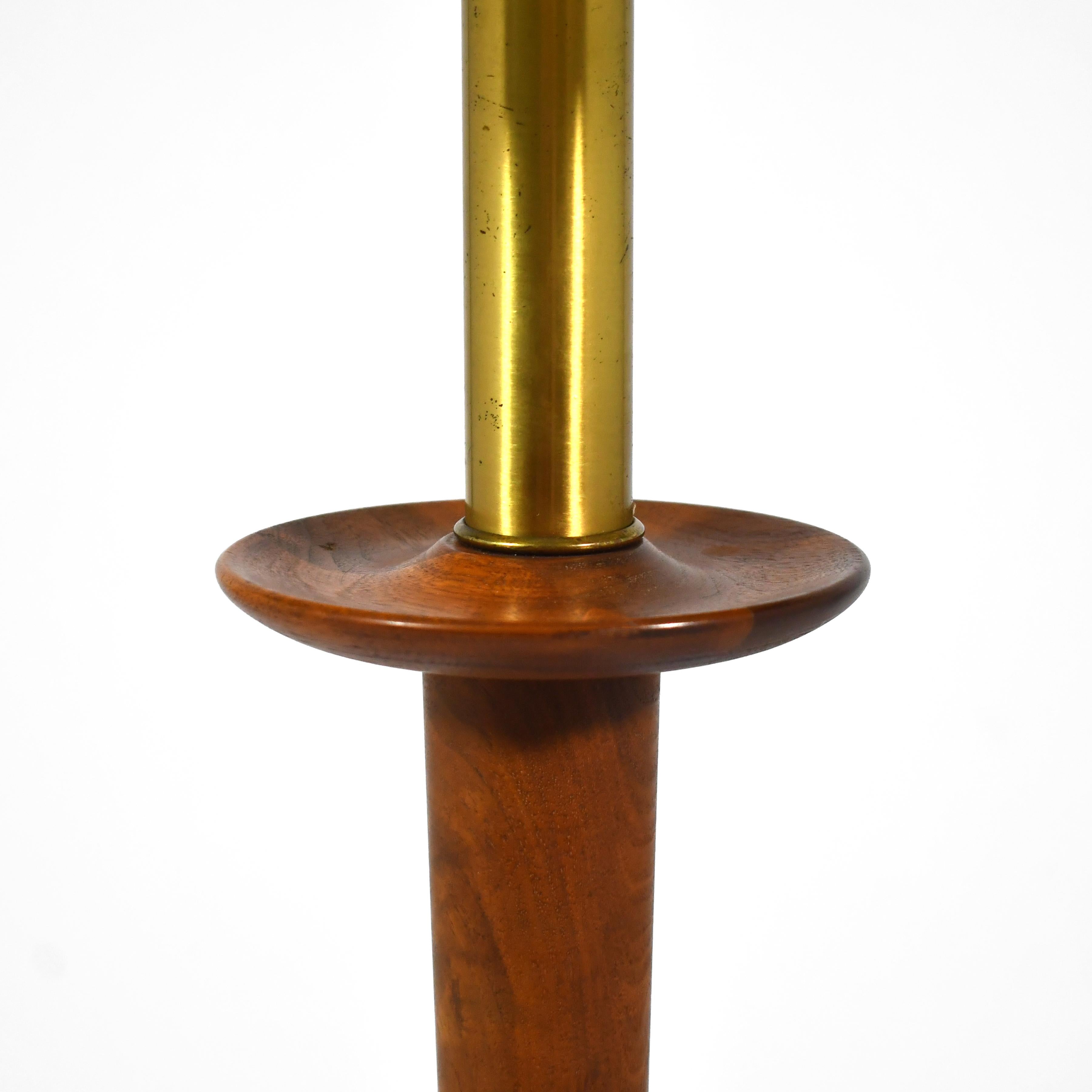 American Walnut Floor Lamp with Sculpted Details For Sale