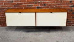 Walnut Florence Knoll Hanging Cabinet with Off White Drop Front Doors c1950s