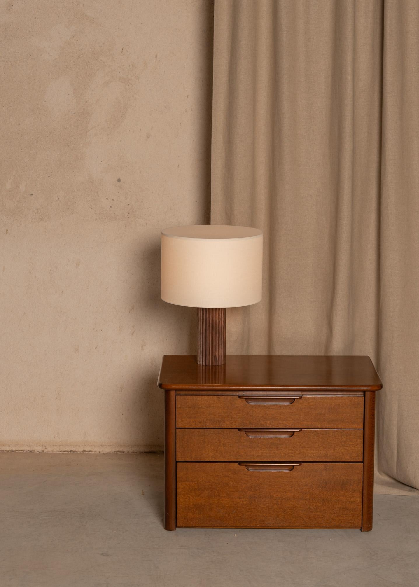 Contemporary Walnut Flutita Table Lamp by Simone & Marcel For Sale