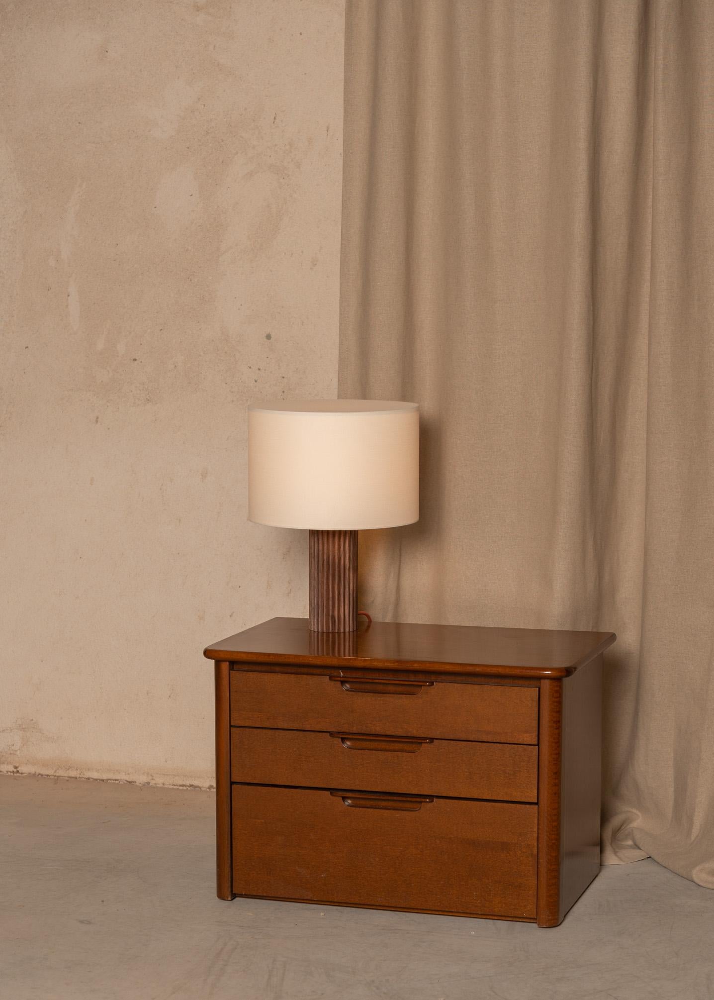 Cotton Walnut Flutita Table Lamp by Simone & Marcel For Sale