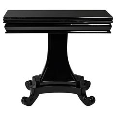 Walnut Fold-Over Black Lacquer Table, 19th Century, England