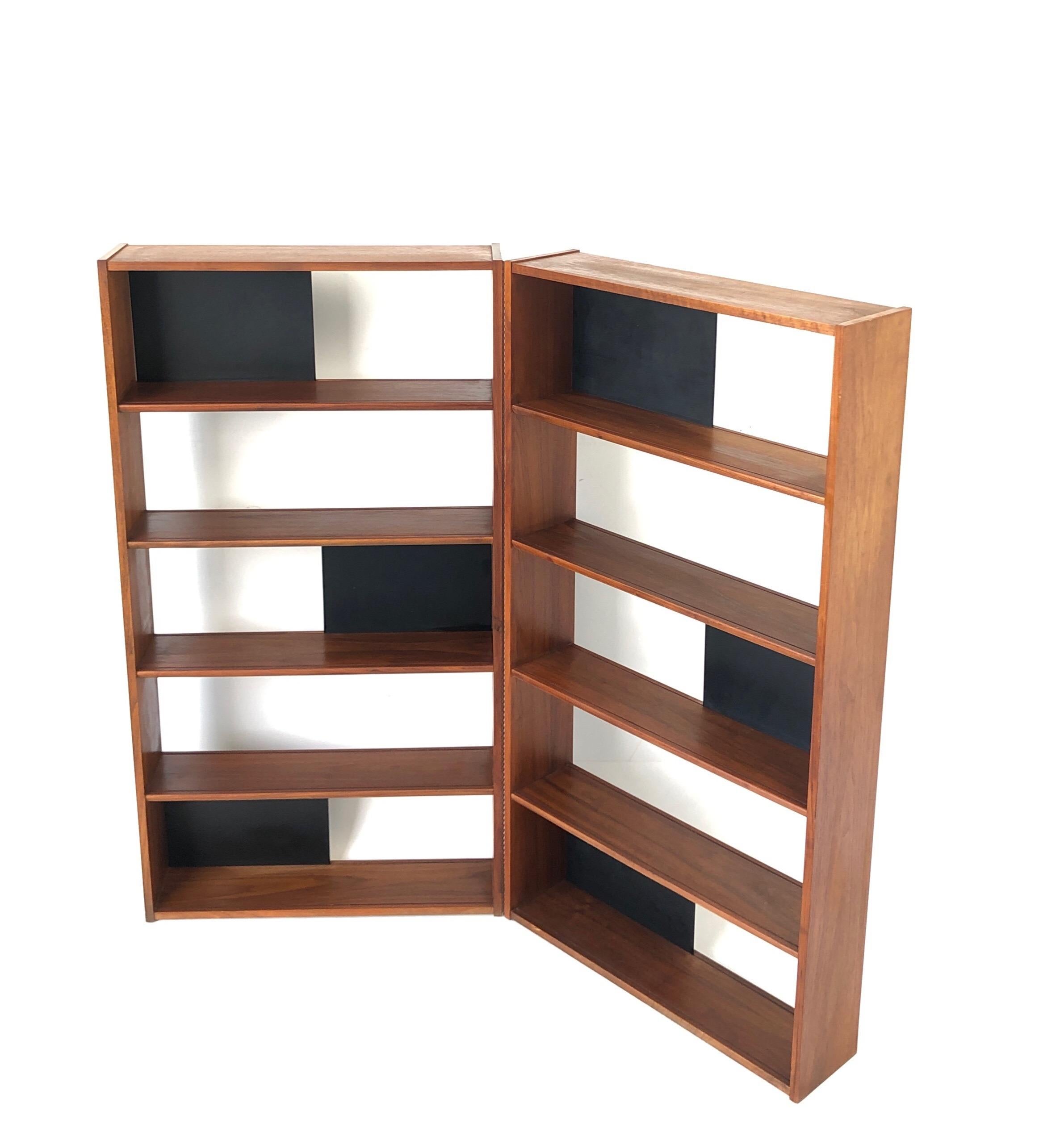 Mid-Century Modern Walnut Folding Bookcase or Room Divider by Evans Clark for Glenn of California