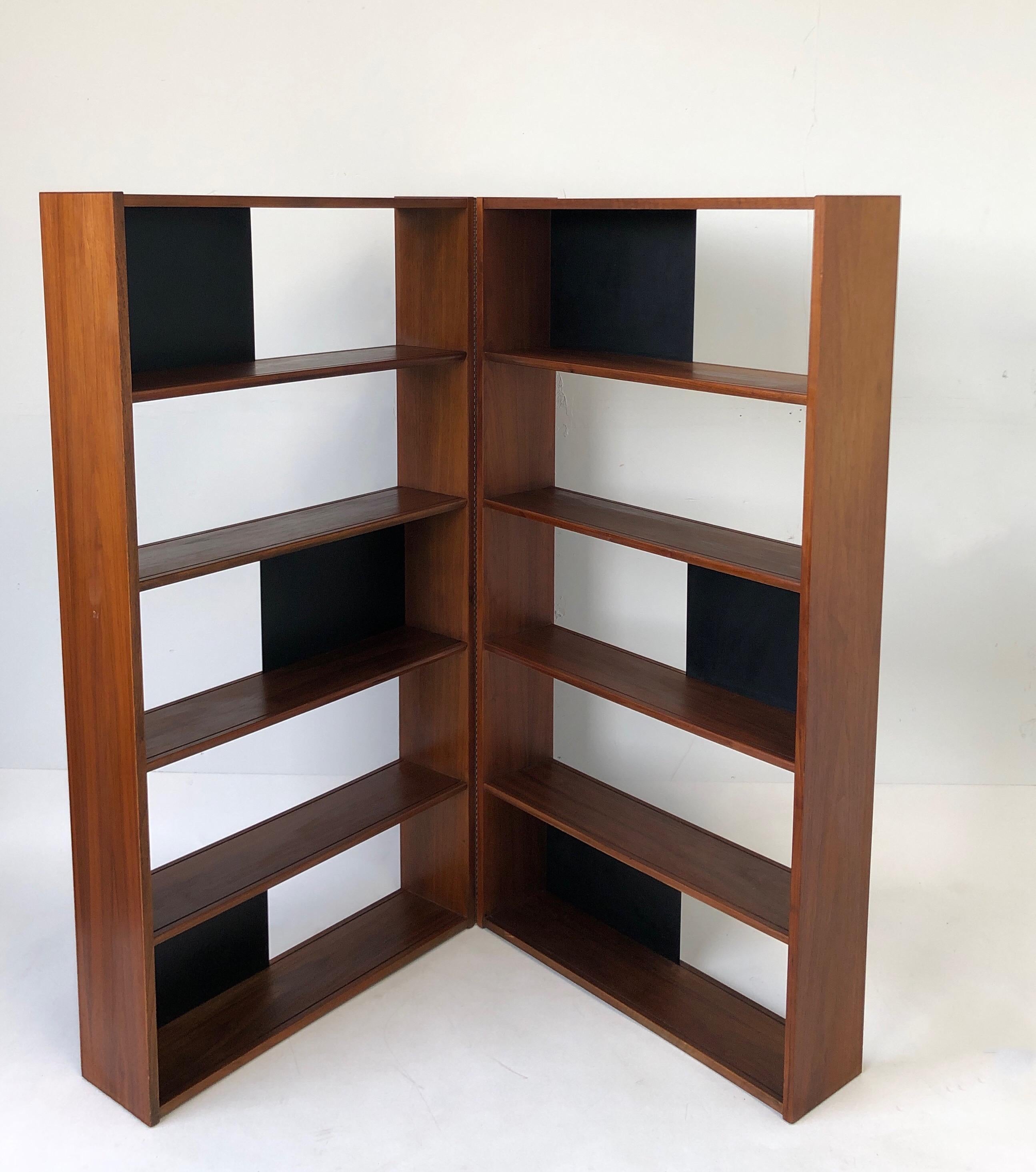American Walnut Folding Bookcase or Room Divider by Evans Clark for Glenn of California