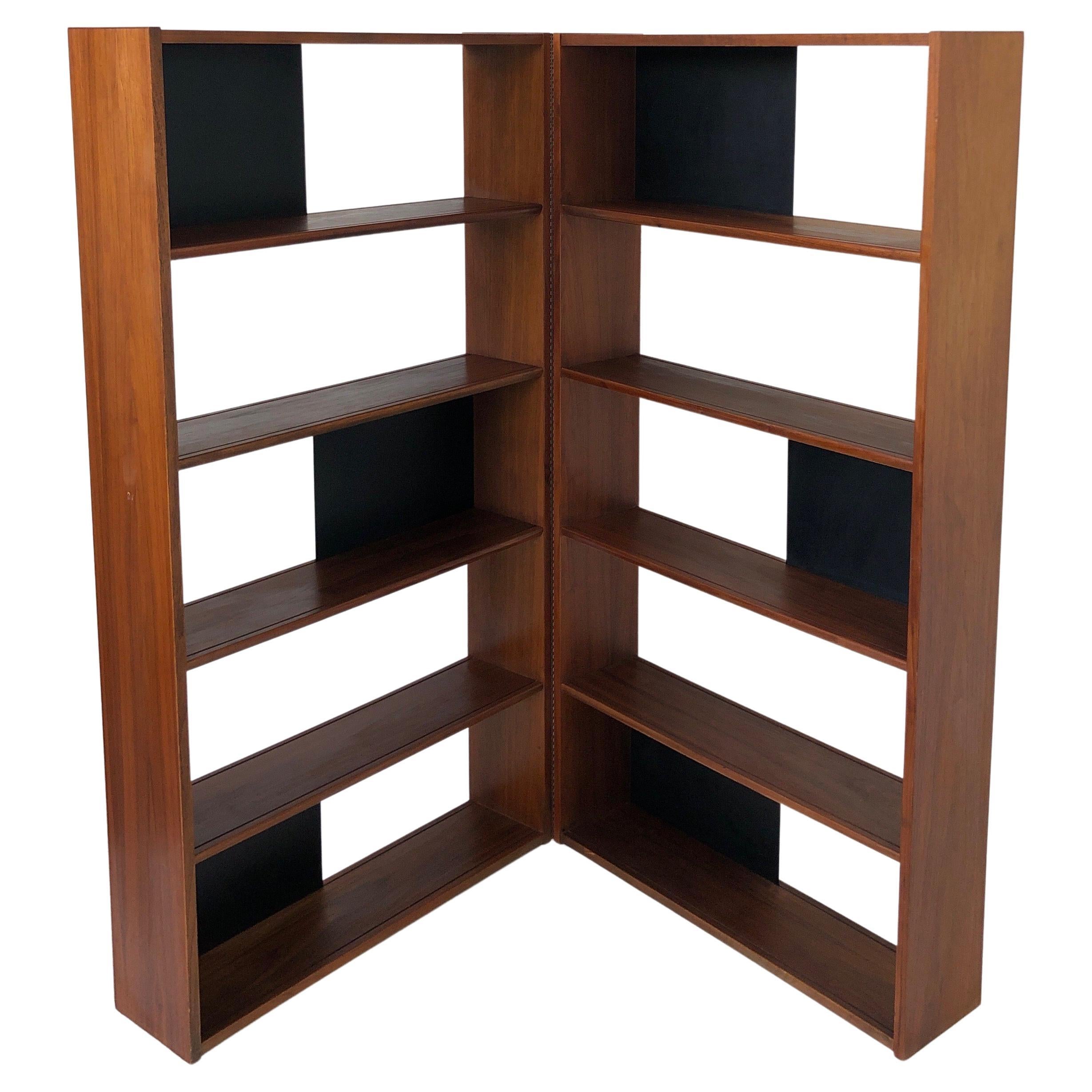 Walnut Folding Bookcase or Room Divider by Evans Clark for Glenn of California