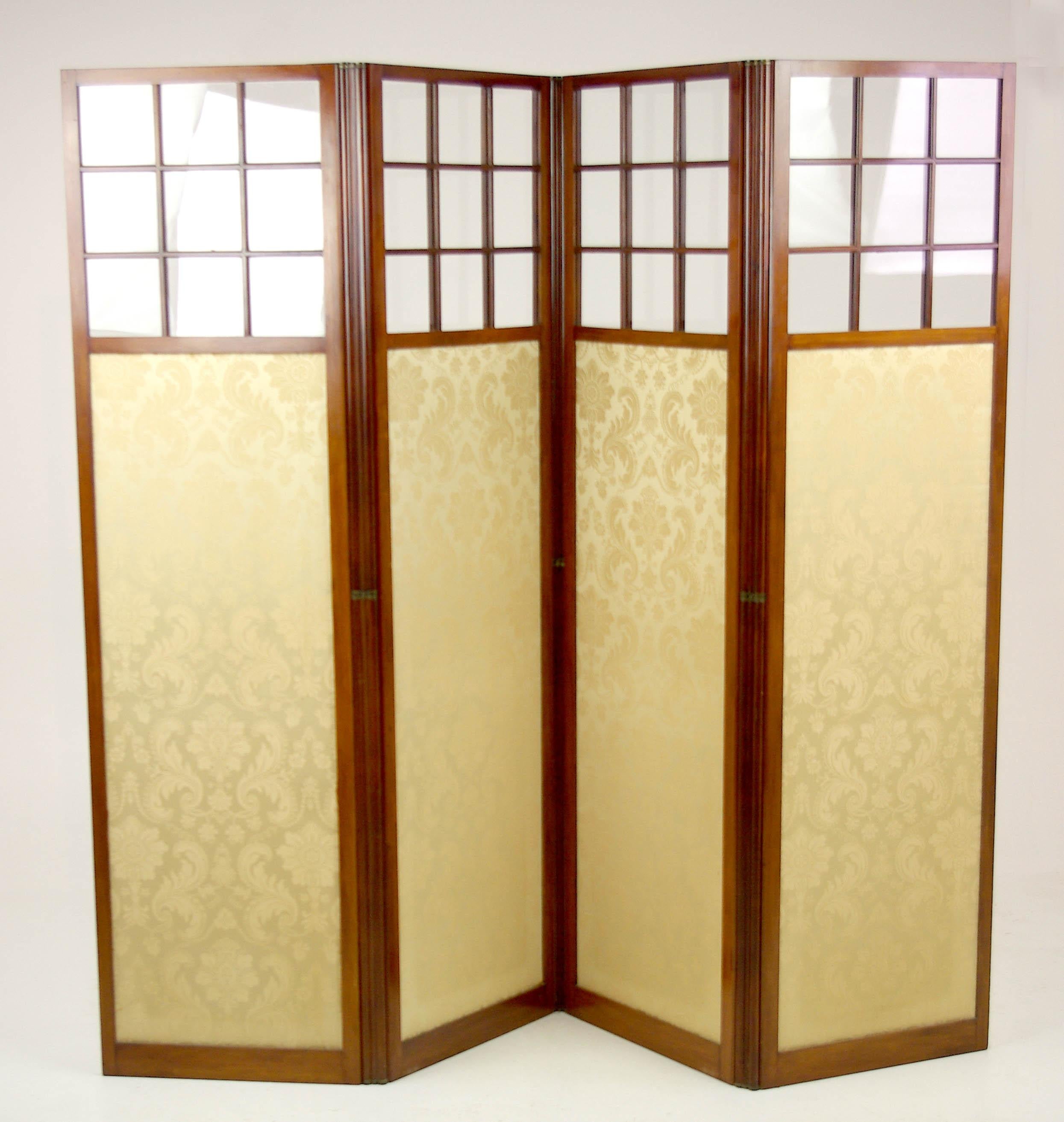 Walnut Folding Screen, Room Divider Screen, 4 Panels, 1890, Antique, B1266 8