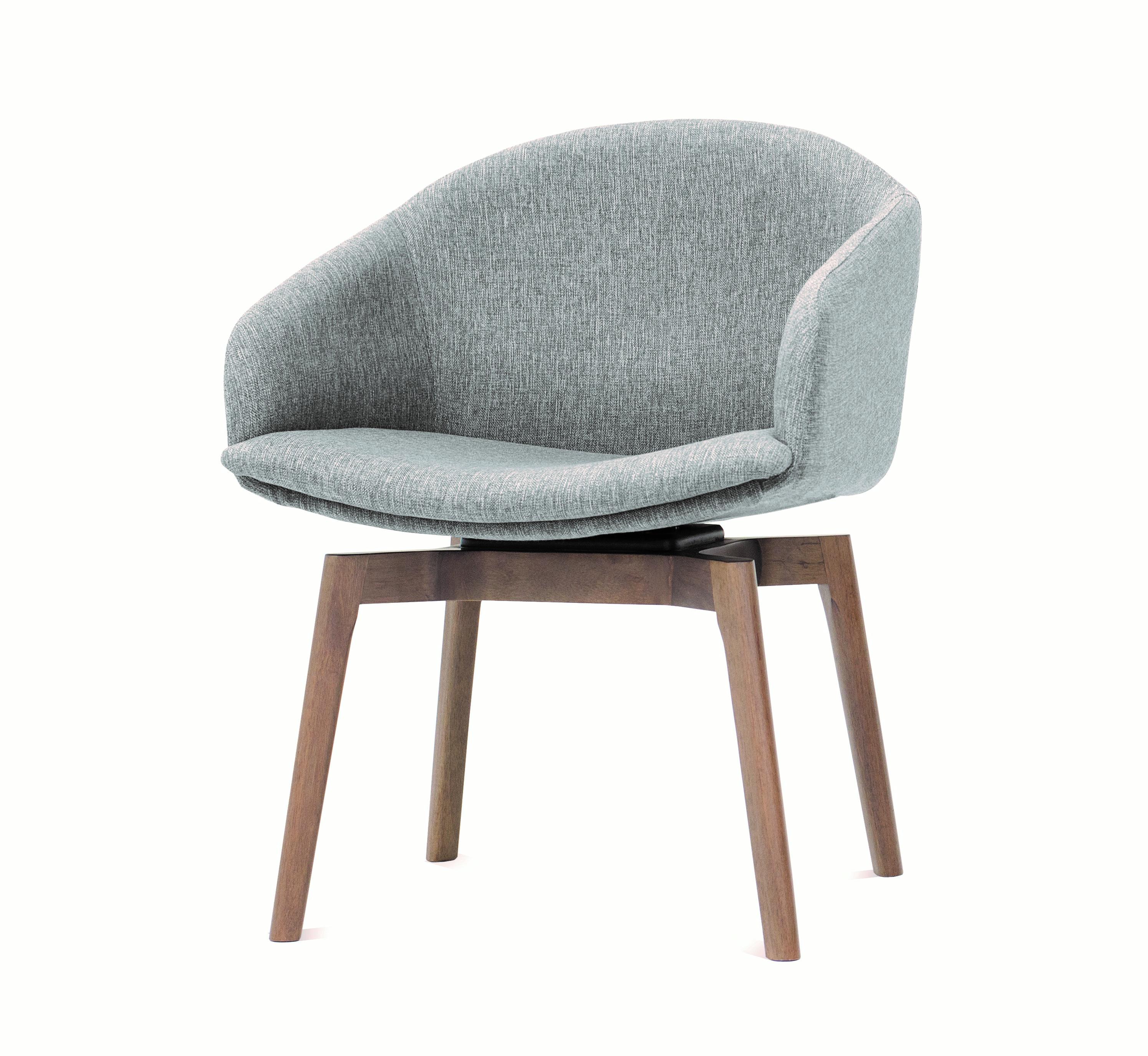 This gray upholstery Dim dining chair with armrest and walnut foot consists in a perfect finishing touch to your classic or modern space. High-end material and details define the shapes of this piece of furniture to perfectly fit your home. Can also