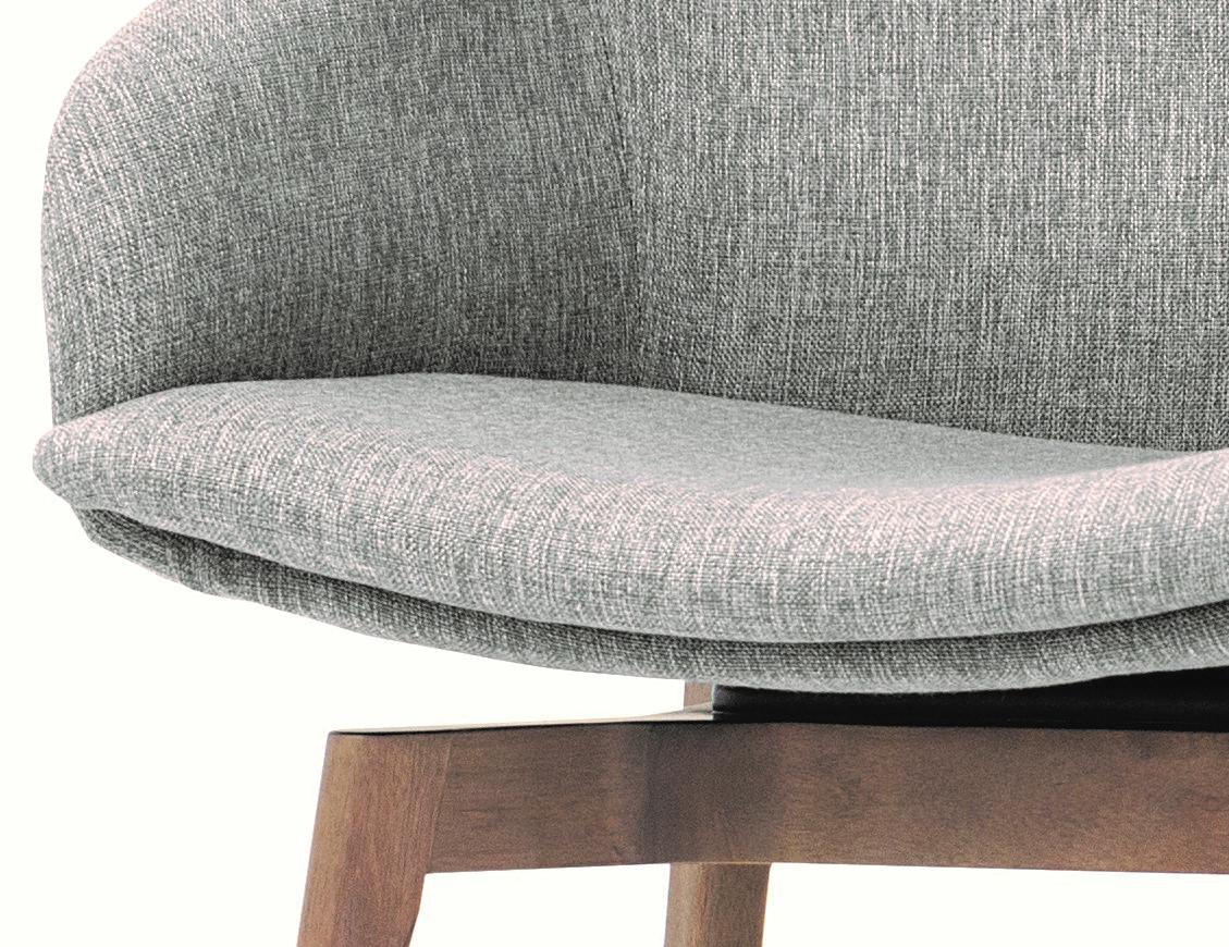 Walnut Foot Gray Fabric Dim Dining Chair with Armrest In New Condition For Sale In Miami, FL