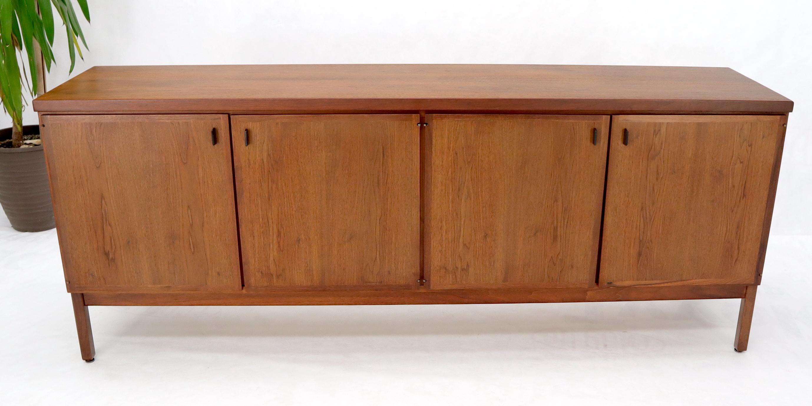 Mid-Century Modern Walnut Four Doors Compartment Long Credenza