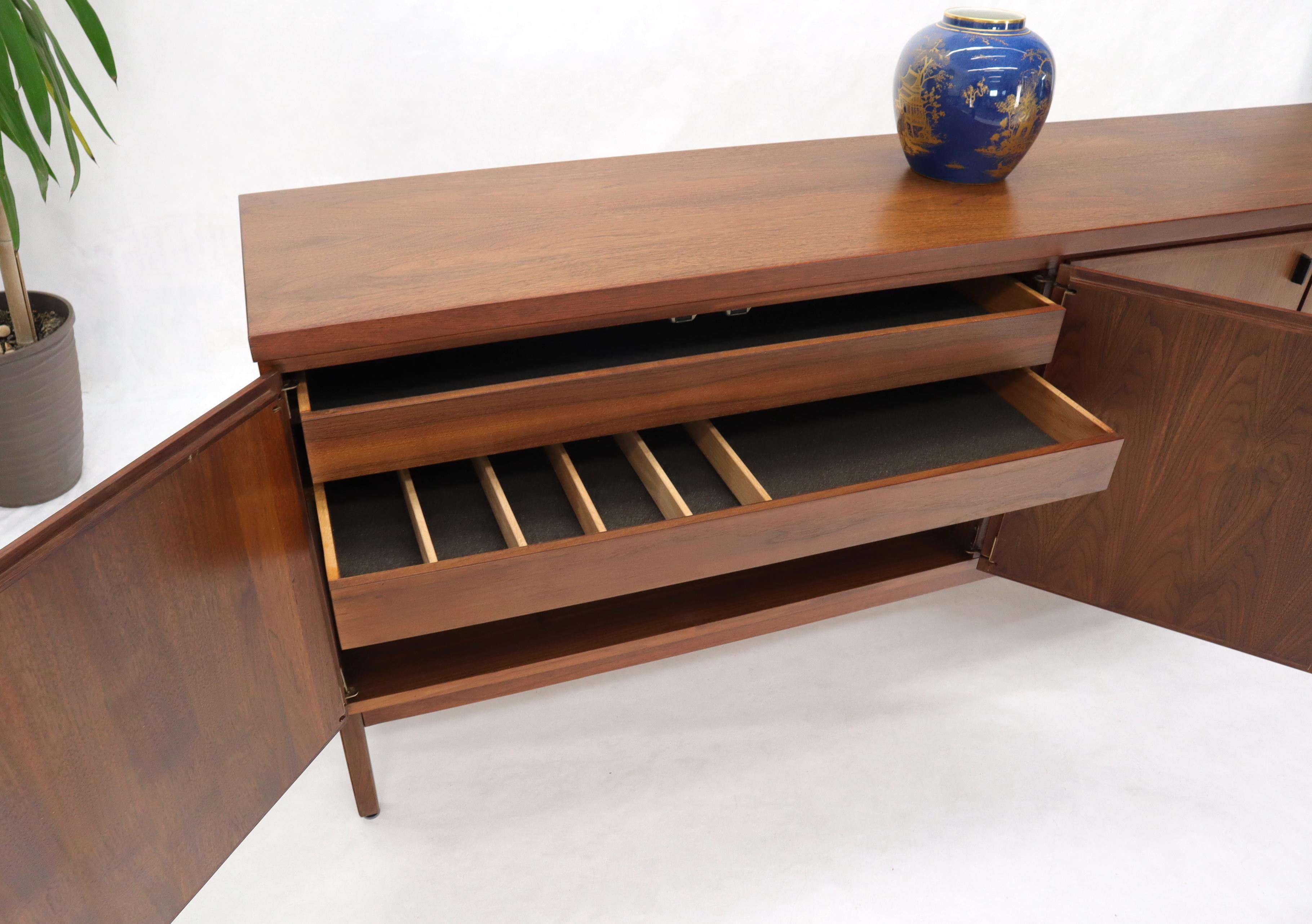 Oiled Walnut Four Doors Compartment Long Credenza