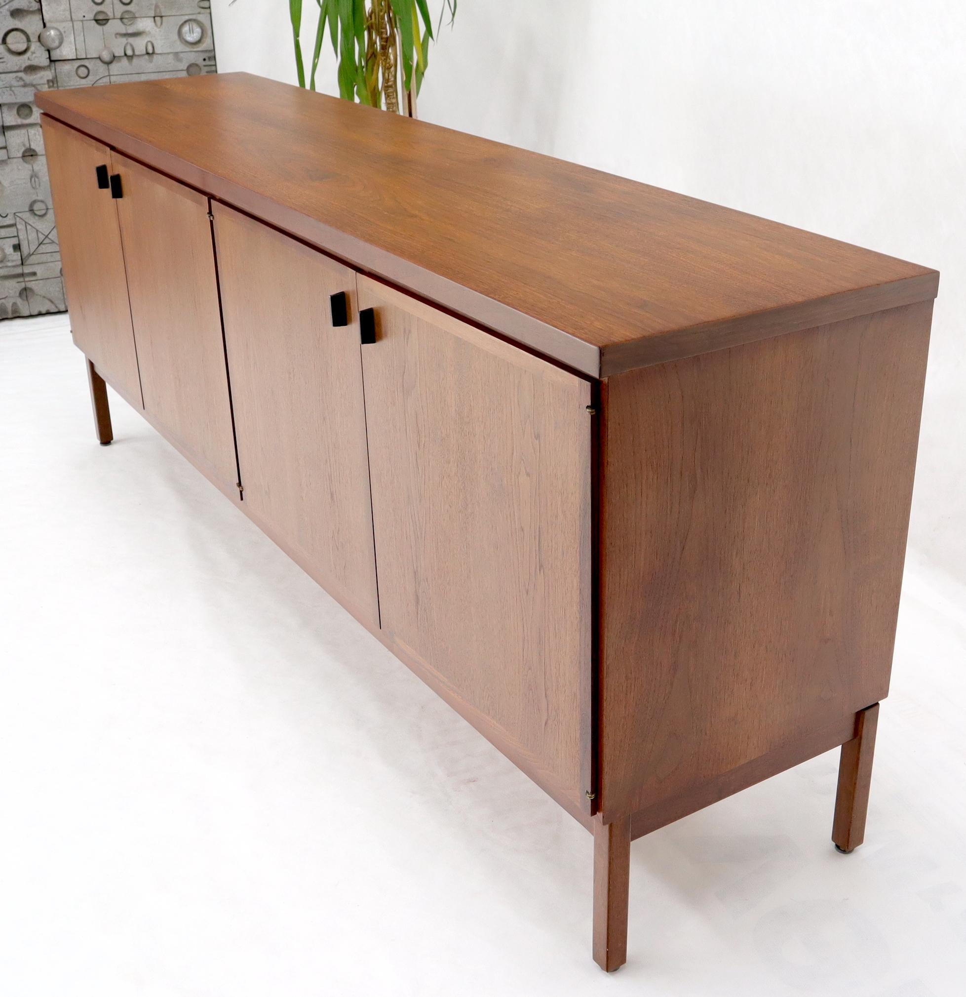 20th Century Walnut Four Doors Compartment Long Credenza
