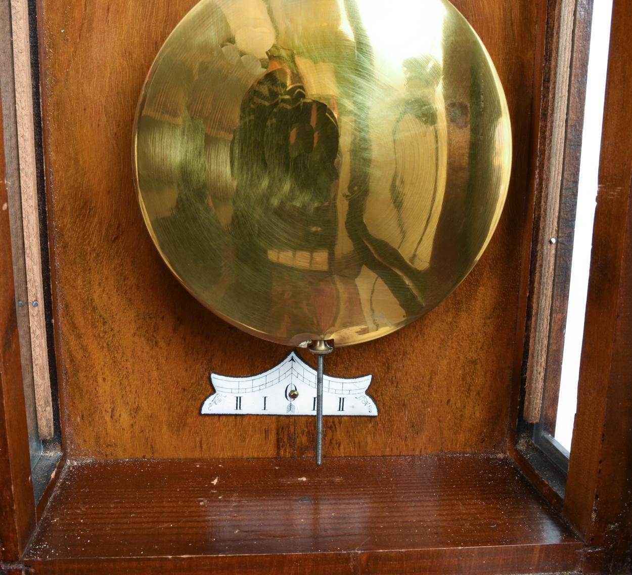 Late 19th Century Walnut Frame Case Glass One Weight Regulator Wall Clock