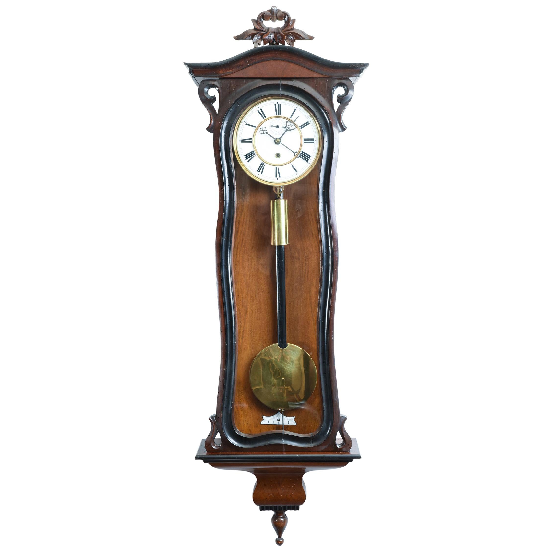 Walnut Frame Case Glass One Weight Regulator Wall Clock