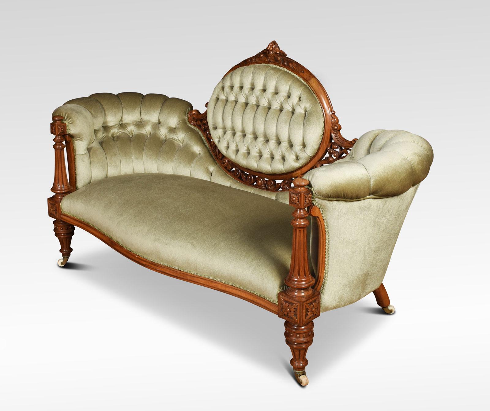 British Walnut Framed Cameo Back Settee