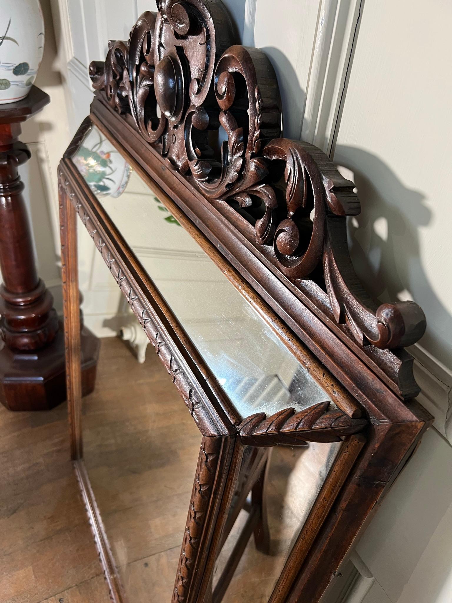 Walnut Framed Cushion Mirror For Sale 5