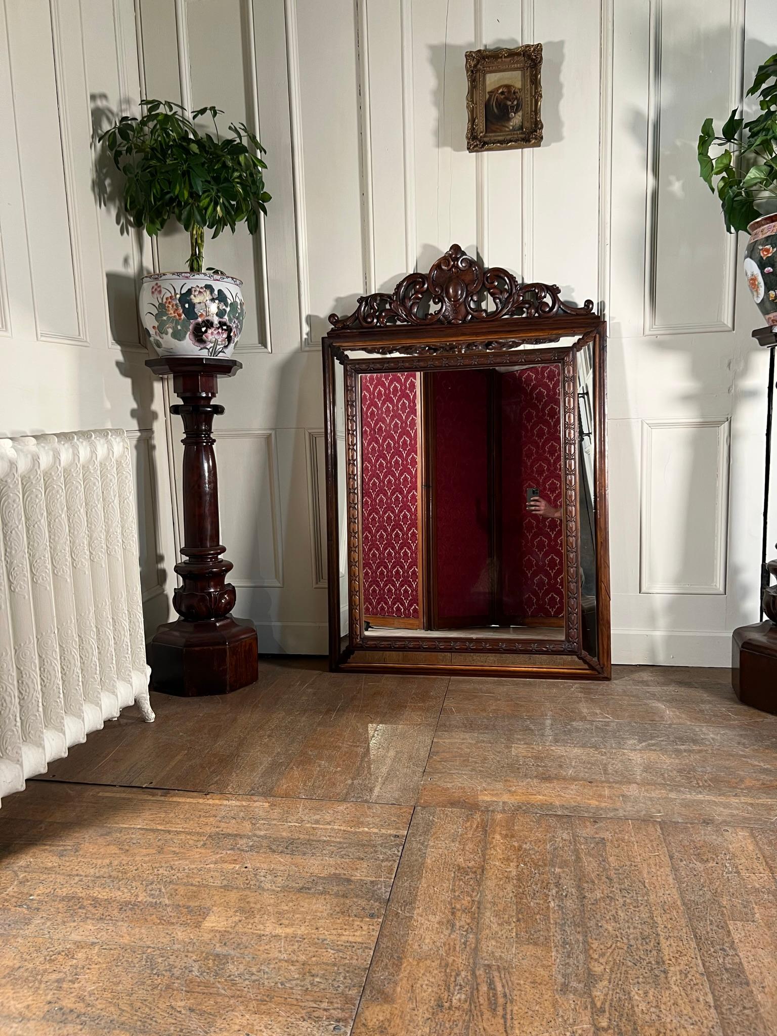 Walnut Framed Cushion Mirror For Sale 6