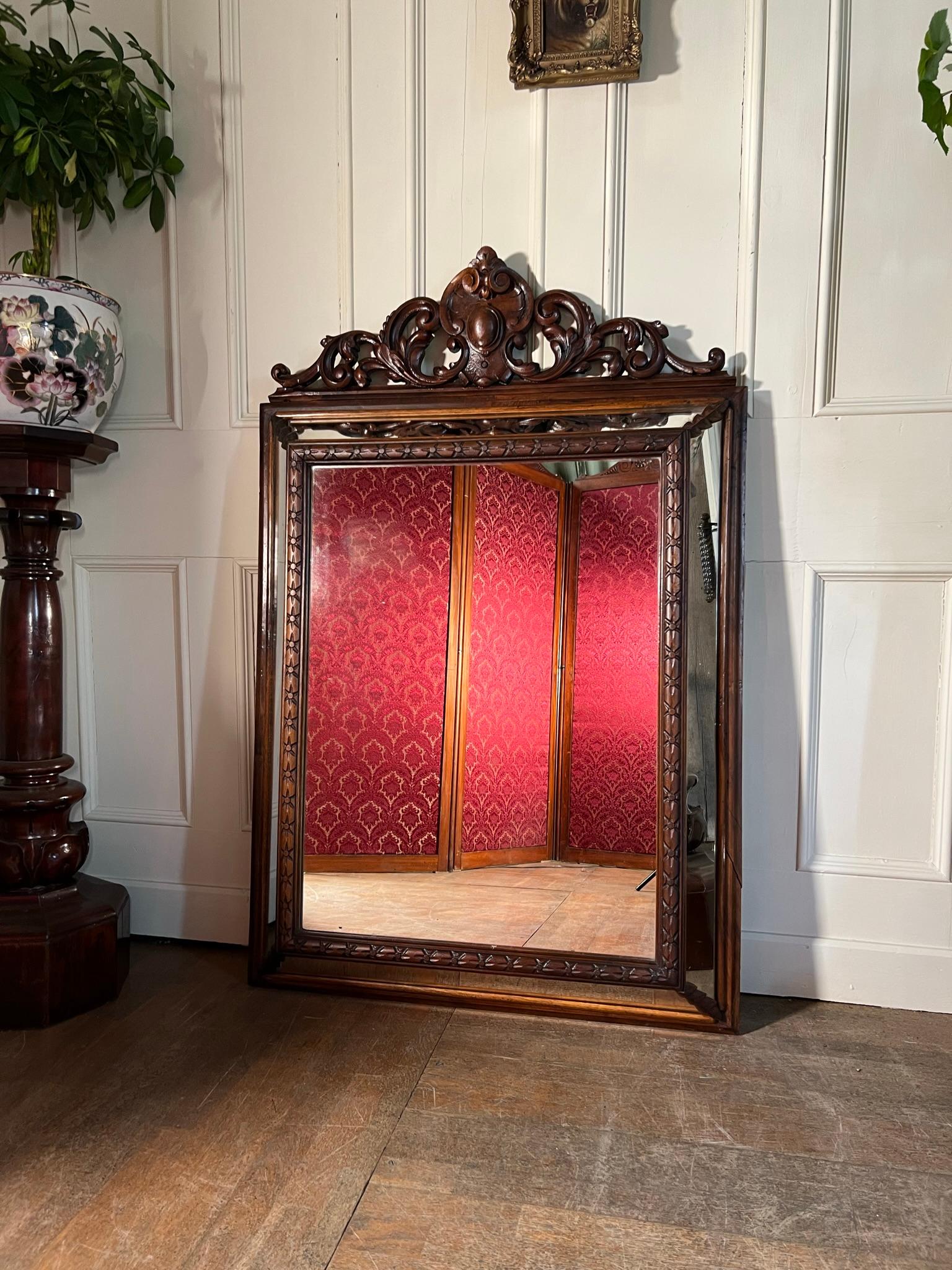 Walnut Framed Cushion Mirror For Sale 7