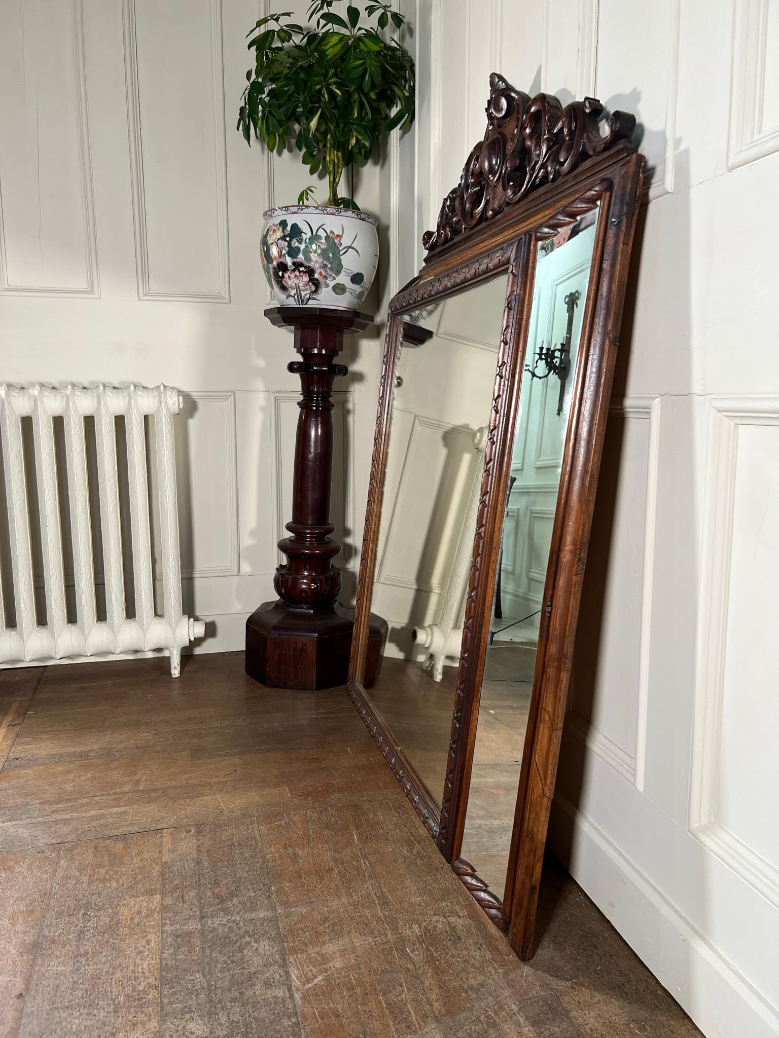 Walnut Framed Cushion Mirror For Sale 1