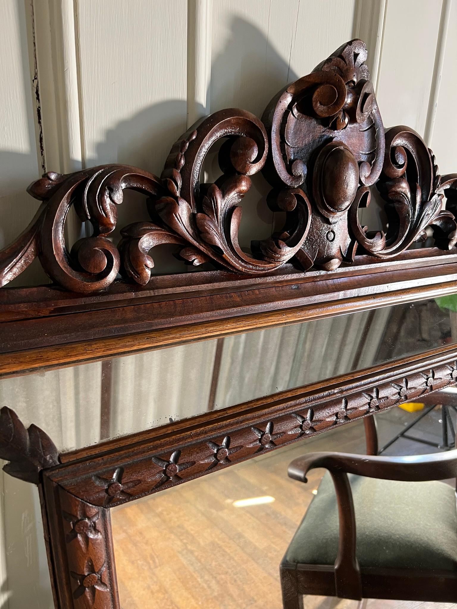 Walnut Framed Cushion Mirror For Sale 2