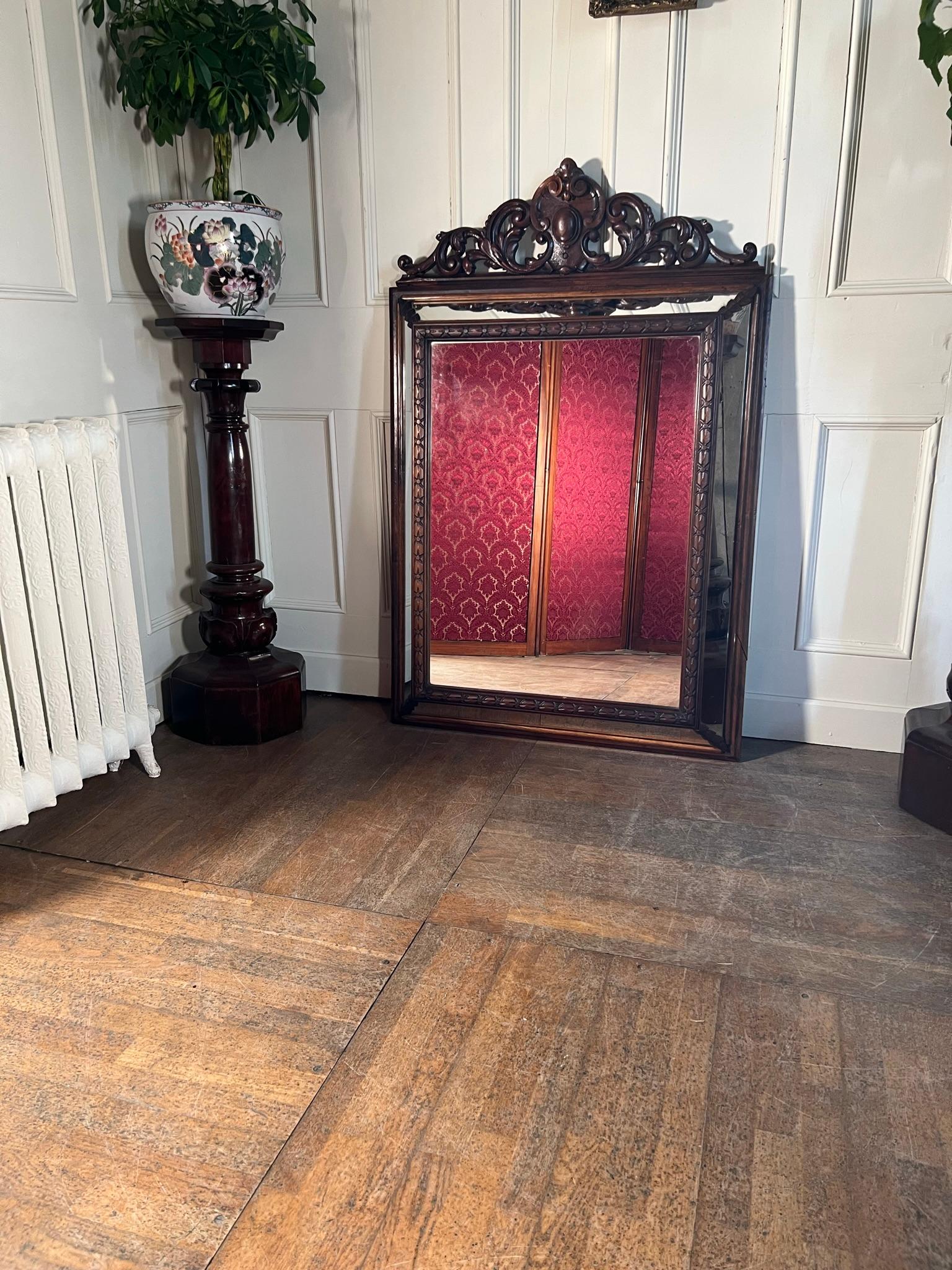 Walnut Framed Cushion Mirror For Sale 3