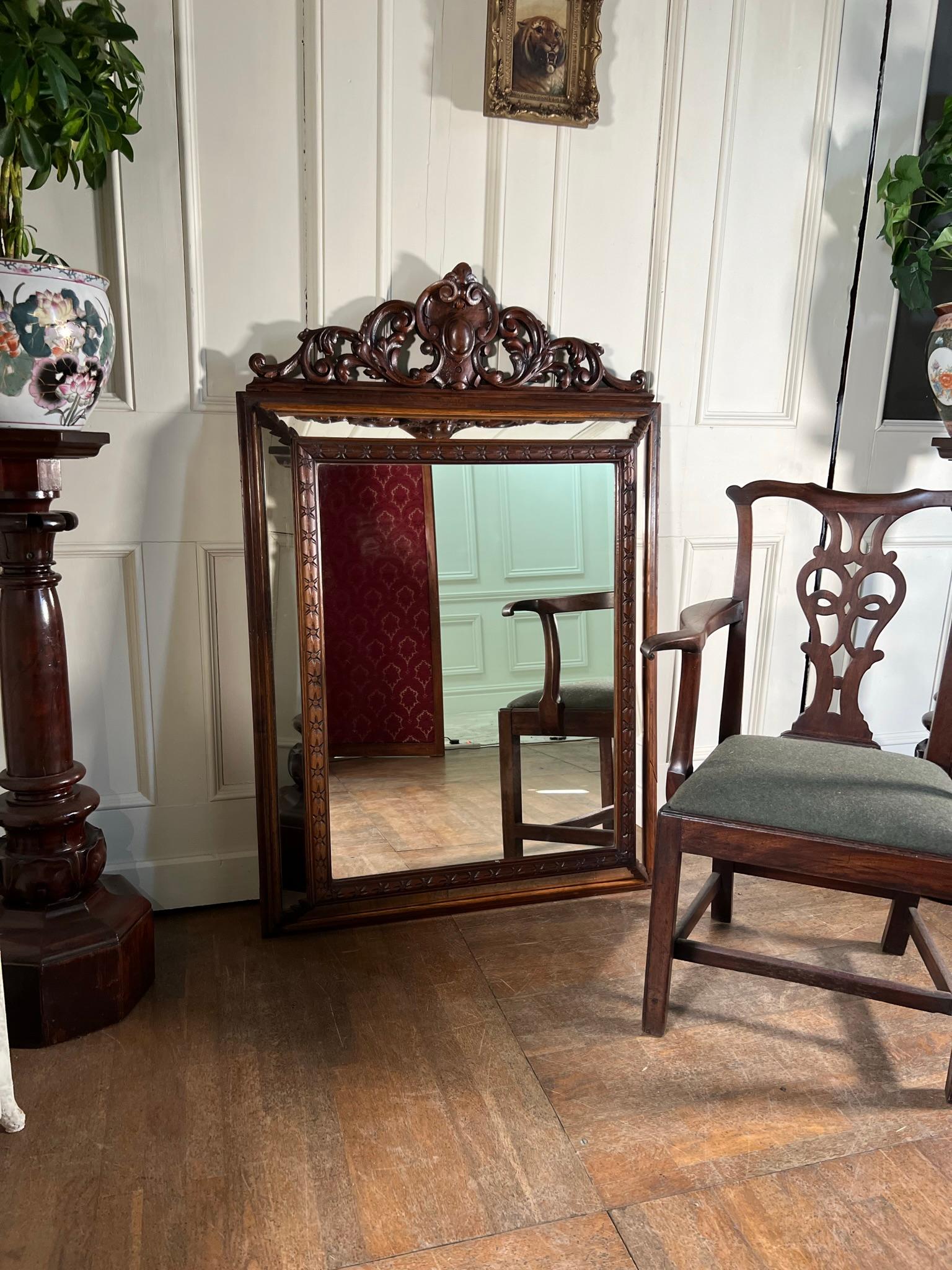 Walnut Framed Cushion Mirror For Sale 4