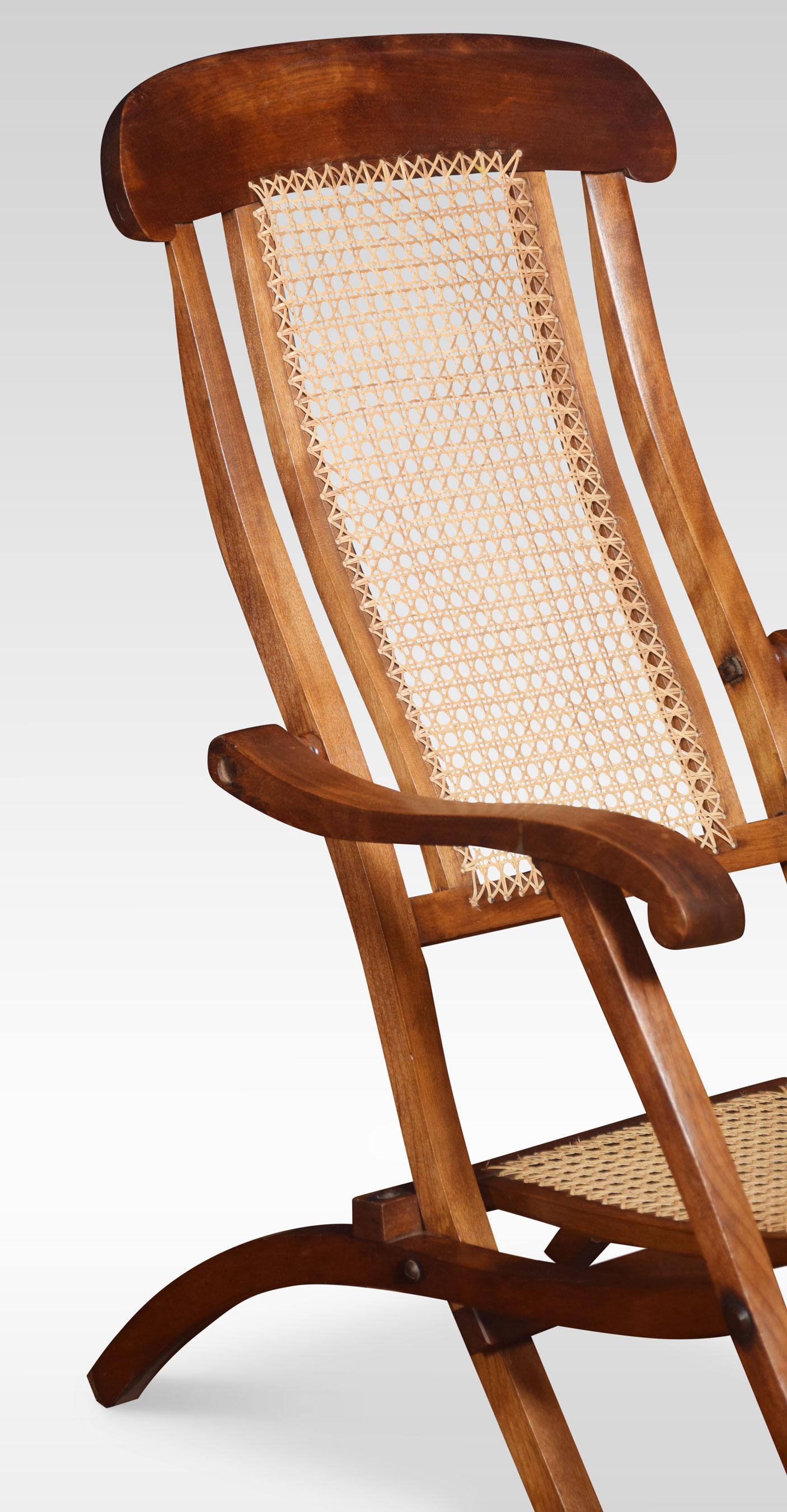 British Walnut Framed Folding Steamer Deck Chair