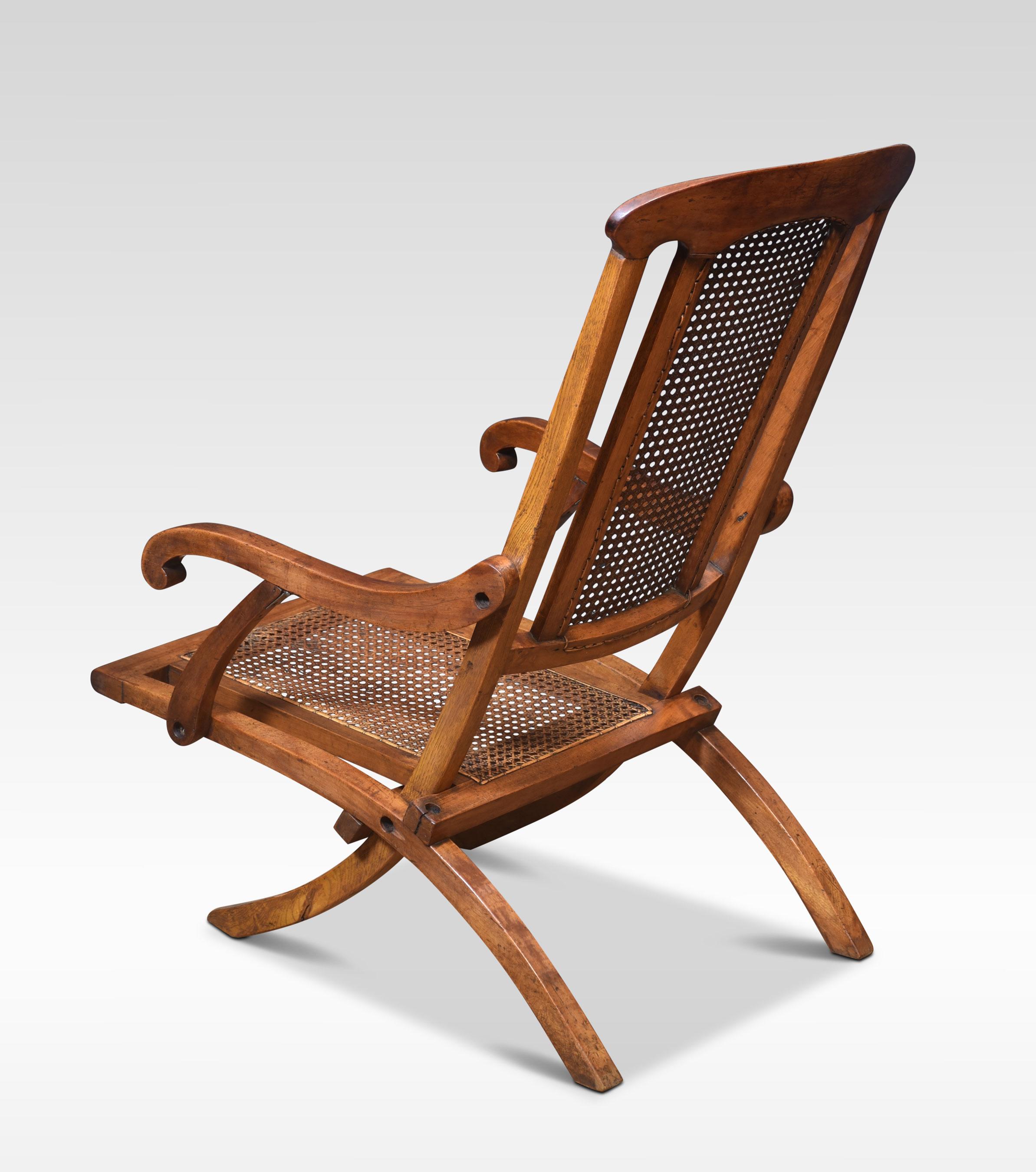 20th Century Walnut Framed Folding Steamer Deck Chair For Sale