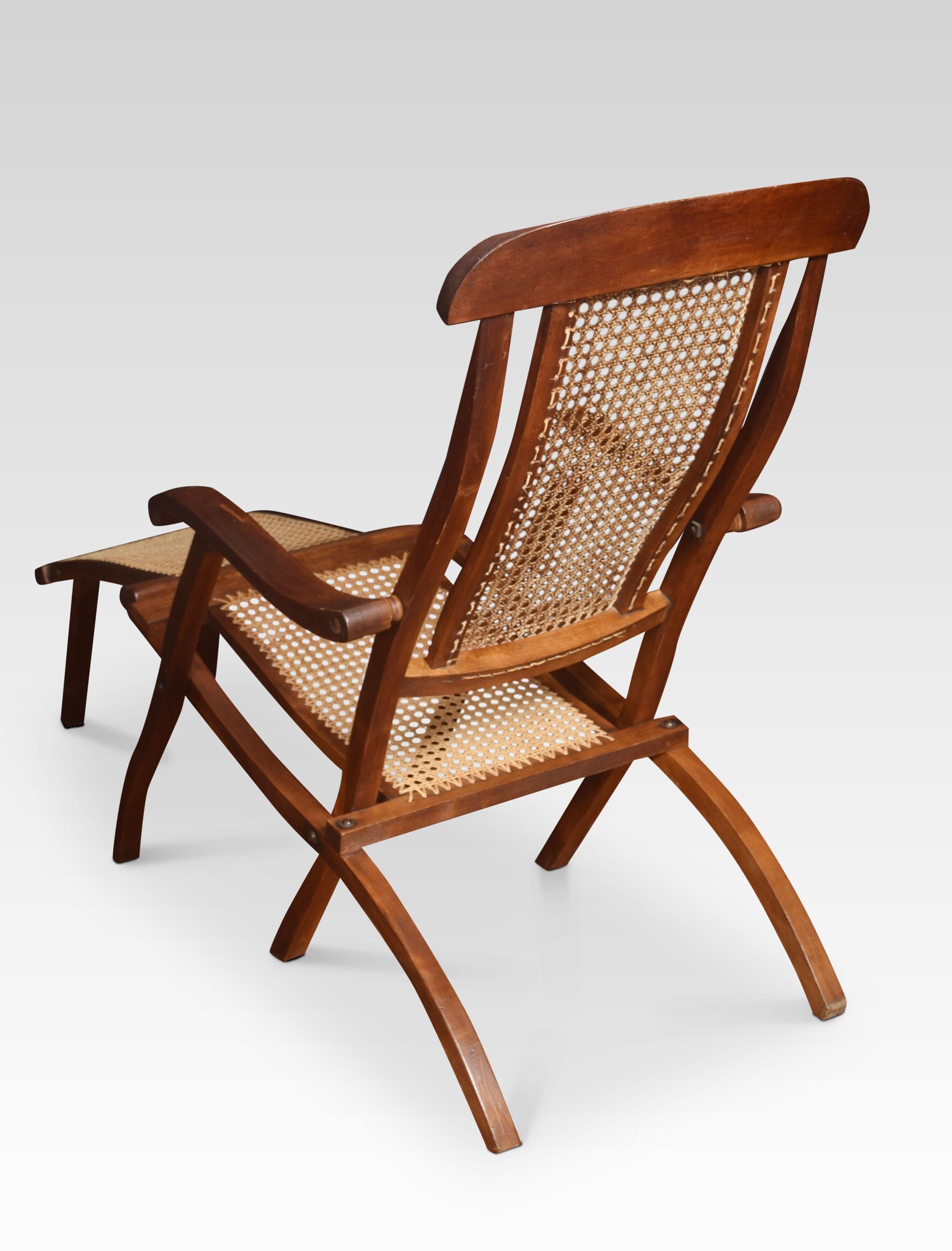 Walnut Framed Folding Steamer Deck Chair 1