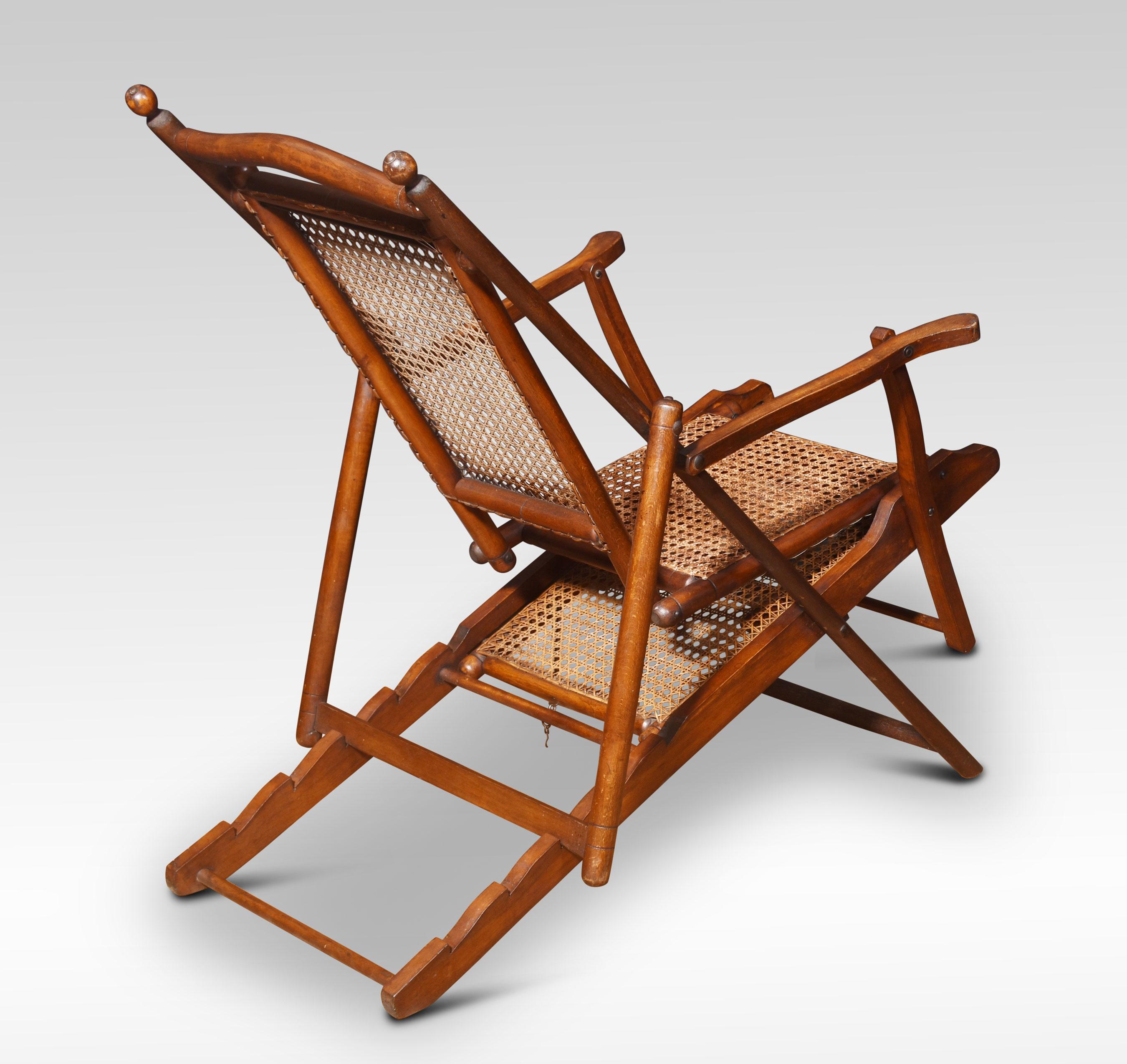 Walnut framed folding Steamer deck chair For Sale 2