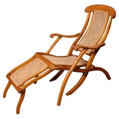 Walnut Framed Folding Steamer Deck Chair