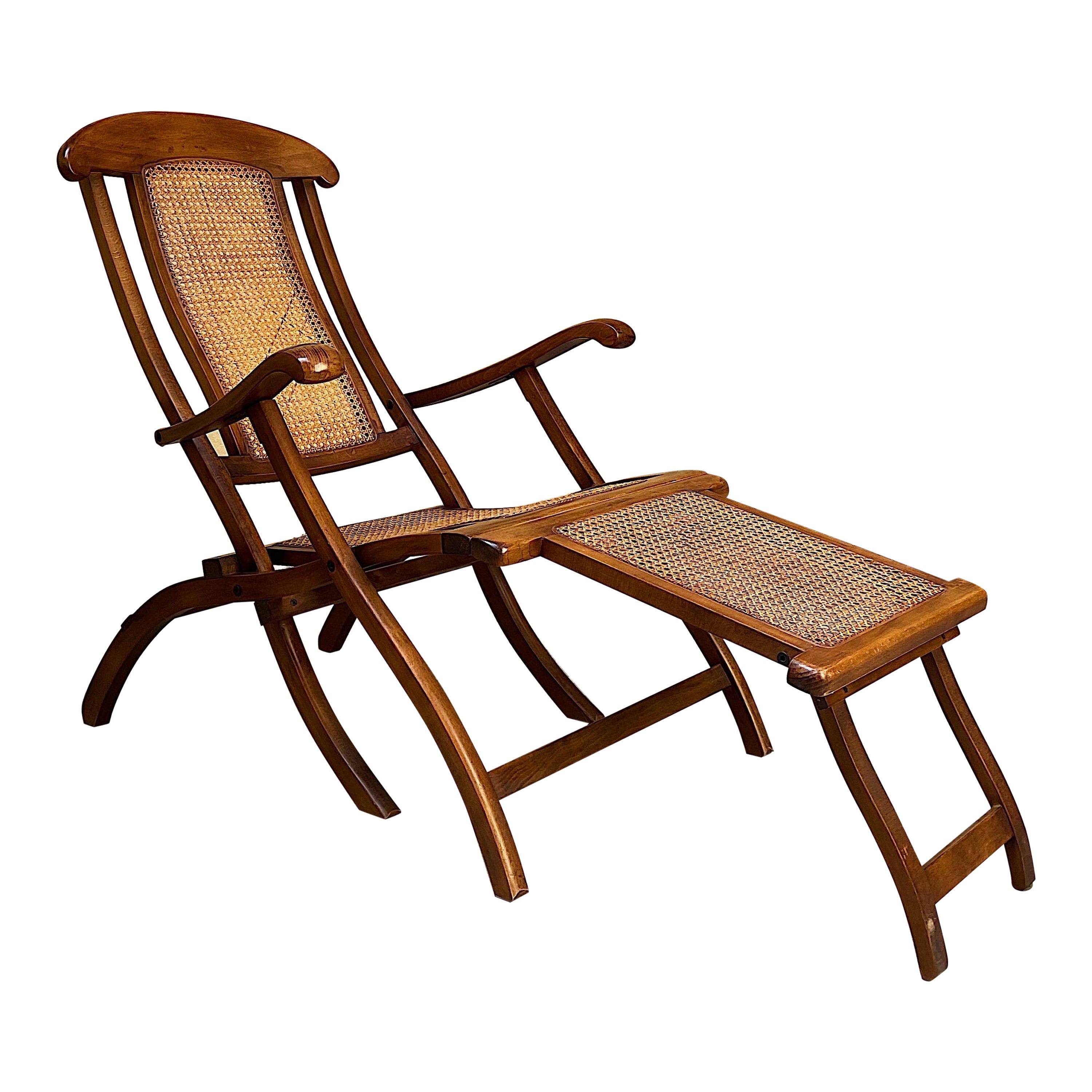 Walnut Framed Folding Steamer Deck Chair