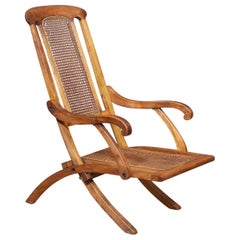 Walnut Framed Folding Steamer Deck Chair